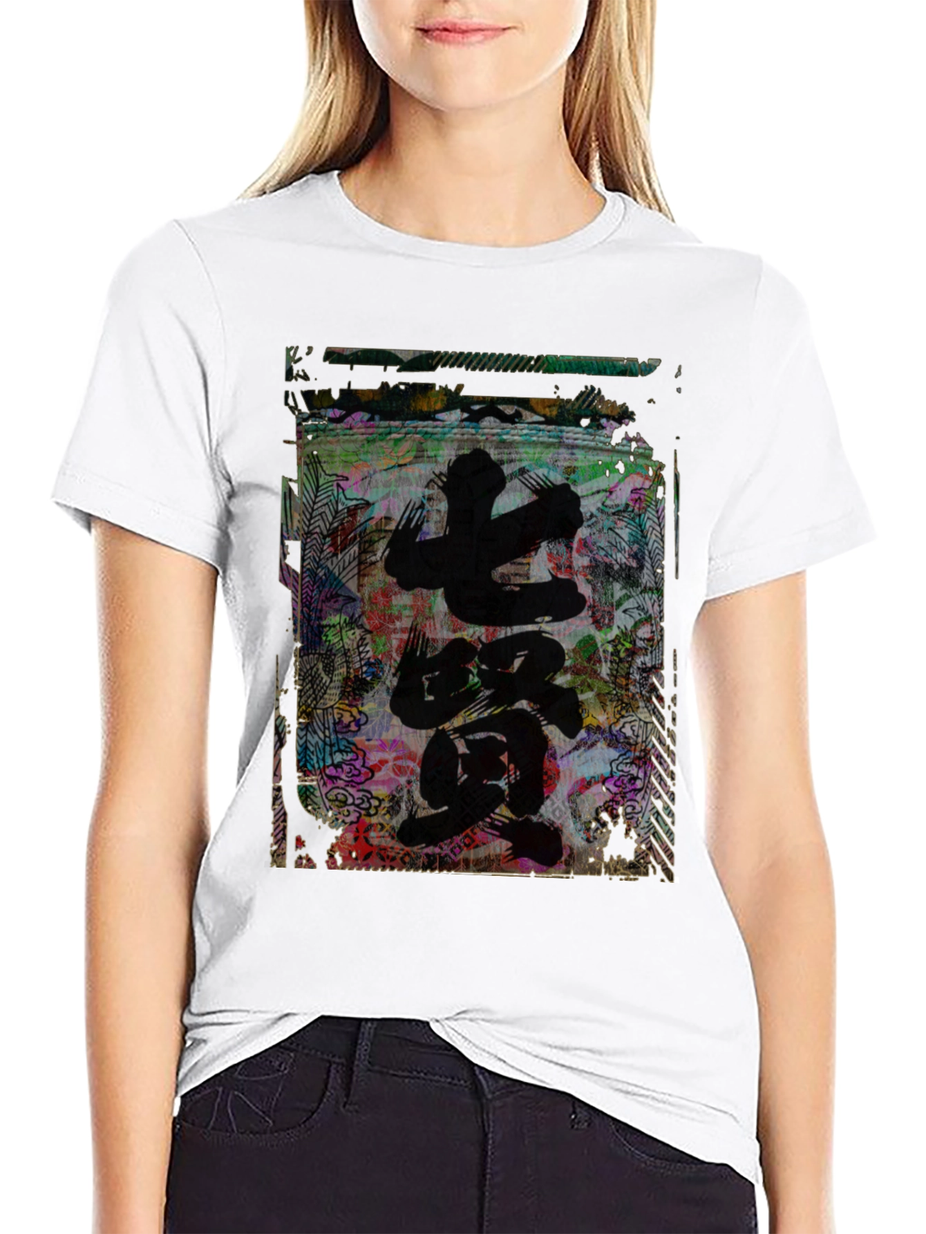 Abstract Japanese Art Graphic Tee - Black