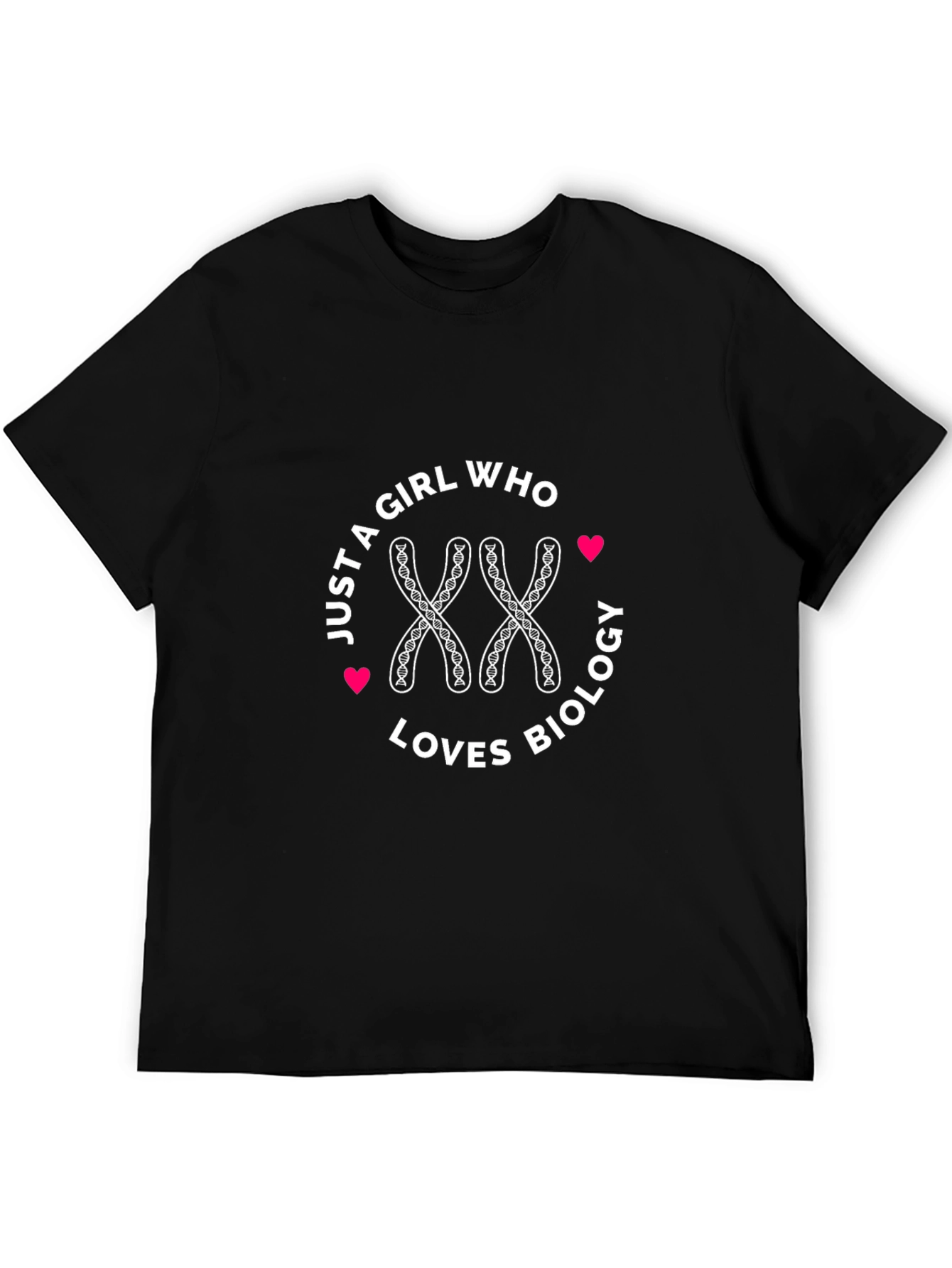 Girl Loves Biology Chromosome XX Black T-Shirt