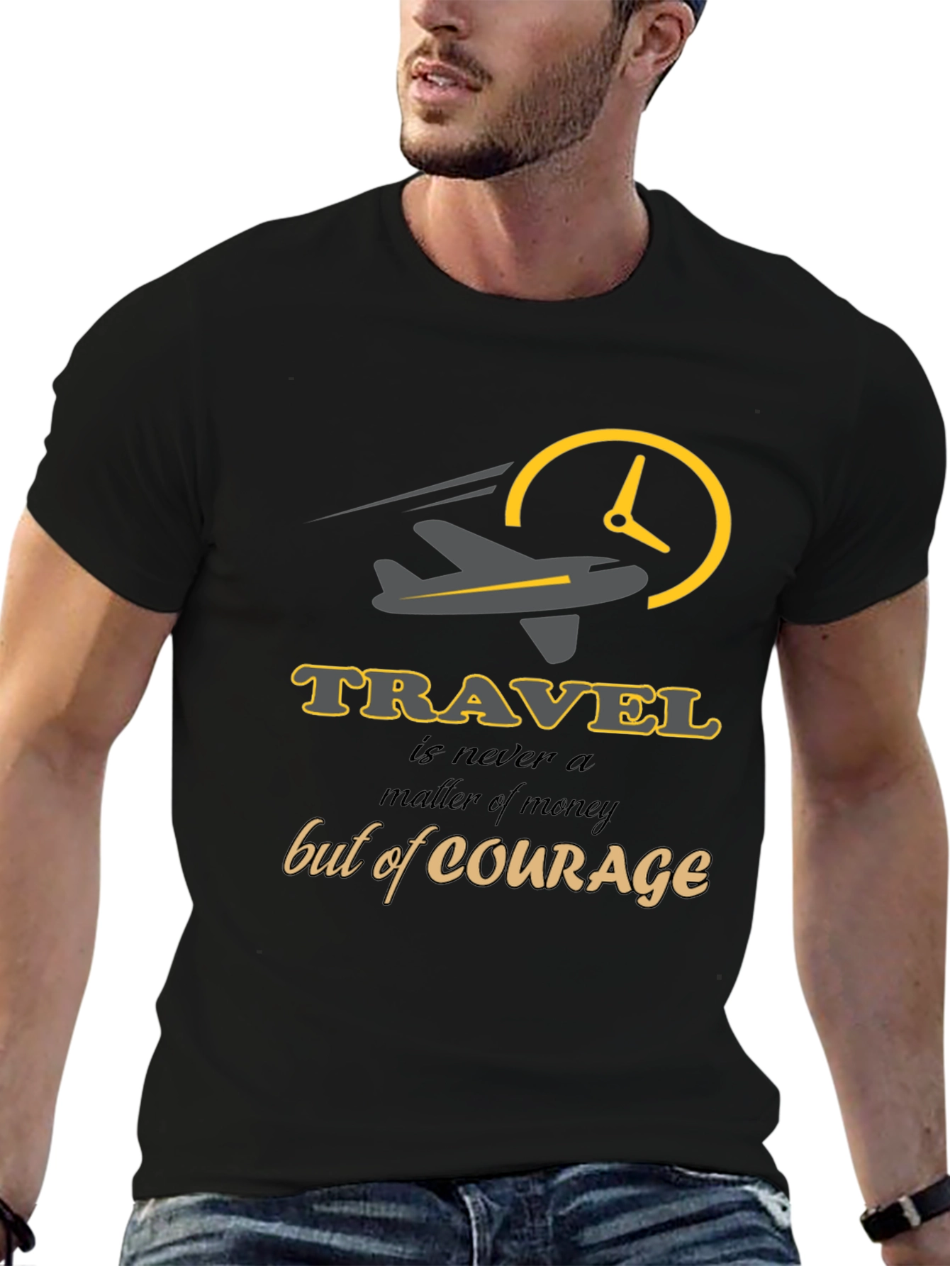 Travel Courage Graphic Tee - Black Unisex T-Shirt