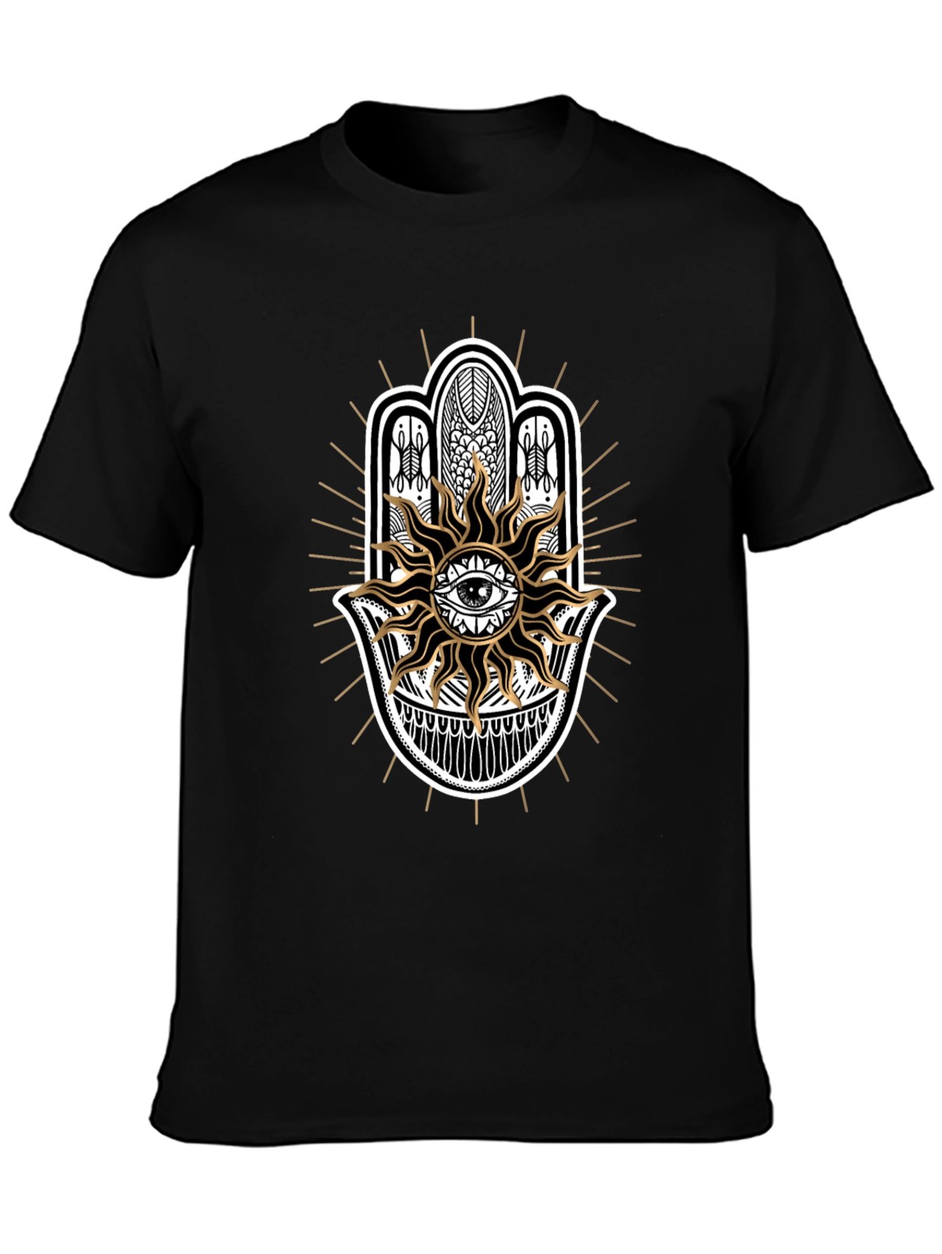 Hamsa Hand Sun Graphic Black Tee