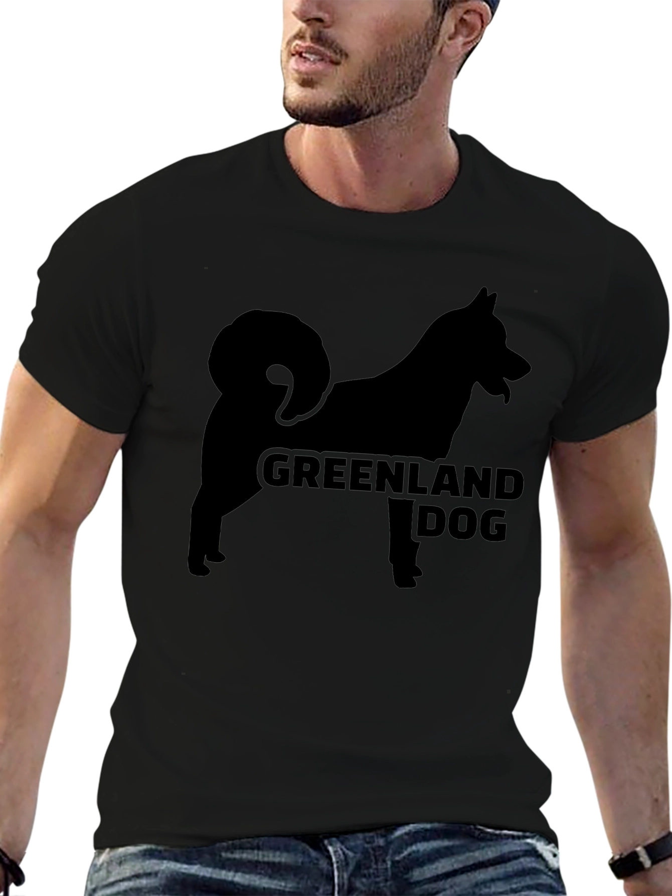 Greenland Dog Silhouette Black T-Shirt
