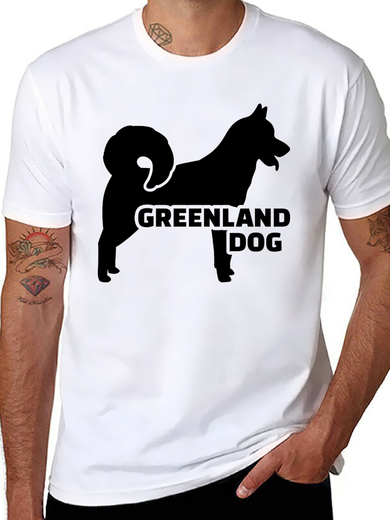 Greenland Dog Silhouette Black T-Shirt
