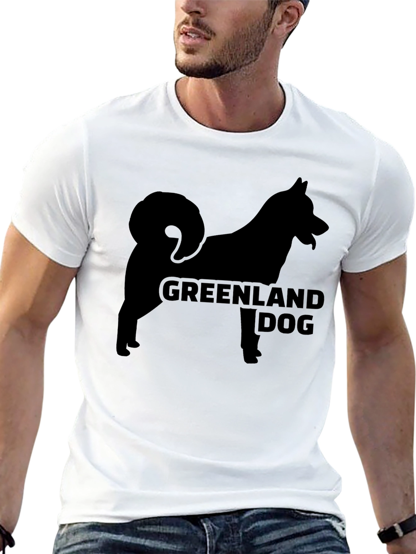 Greenland Dog Silhouette Black T-Shirt
