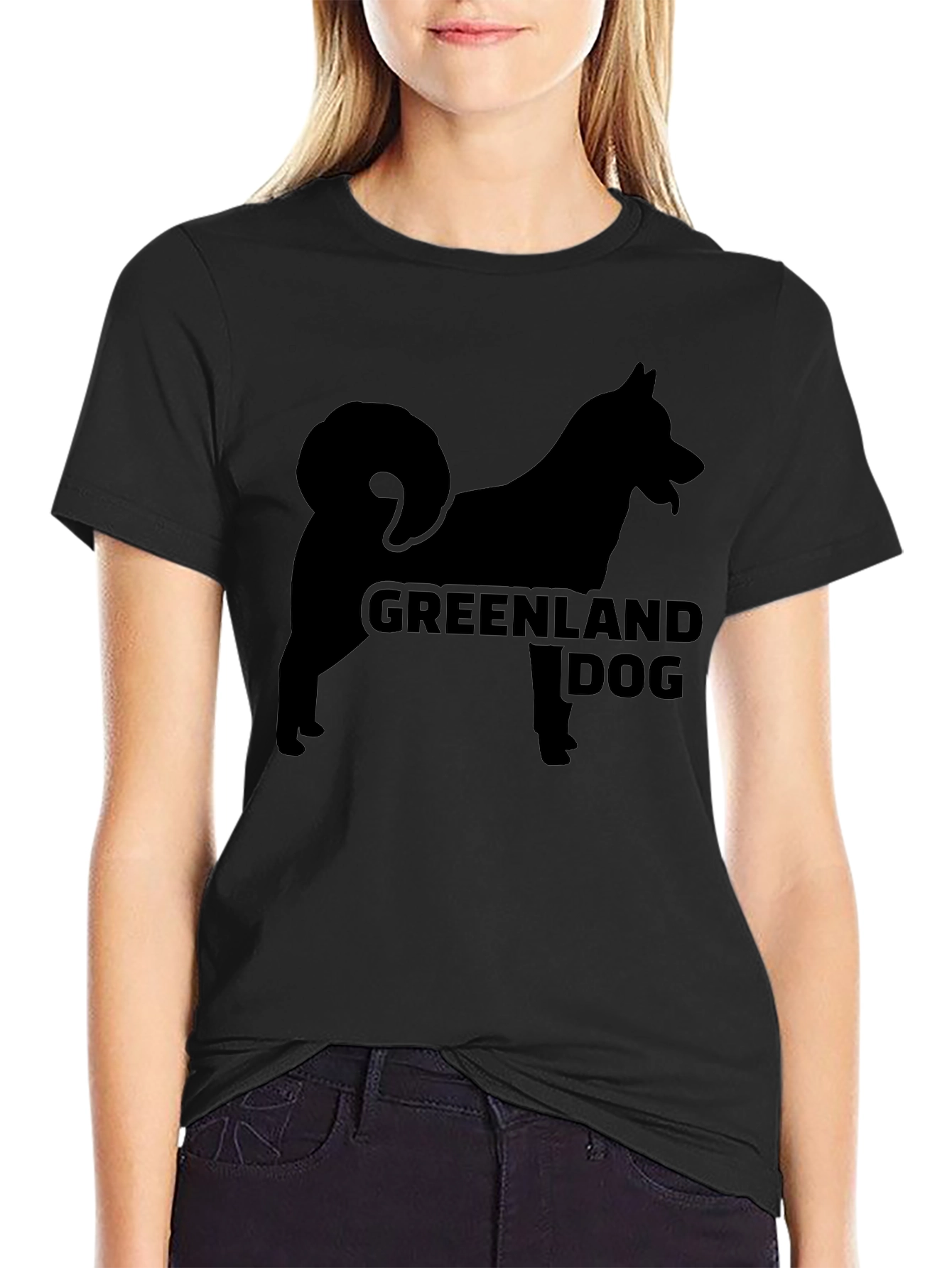 Greenland Dog Silhouette Black T-Shirt