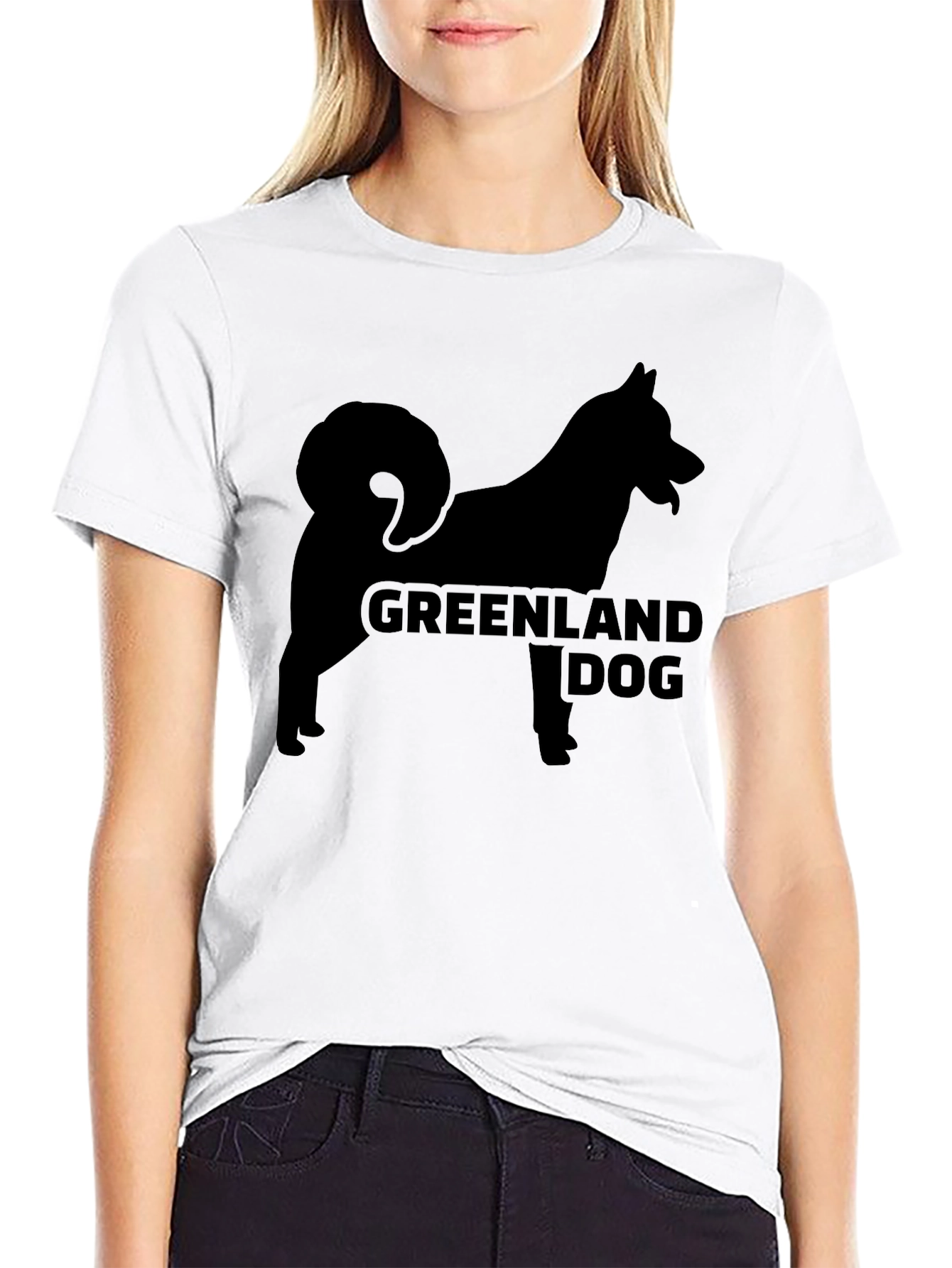 Greenland Dog Silhouette Black T-Shirt