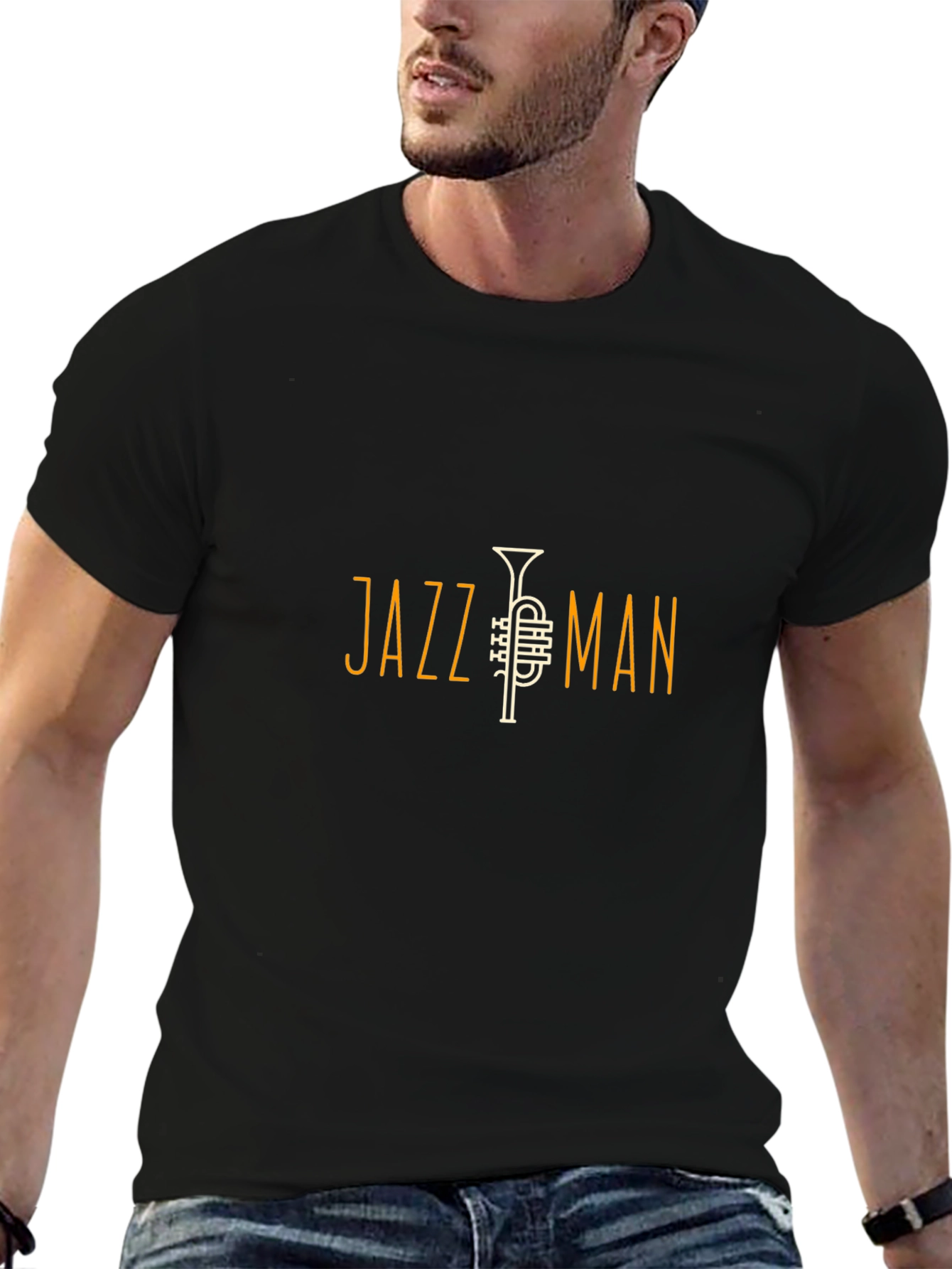 Jazz Man Graphic Tee - Black Short Sleeve