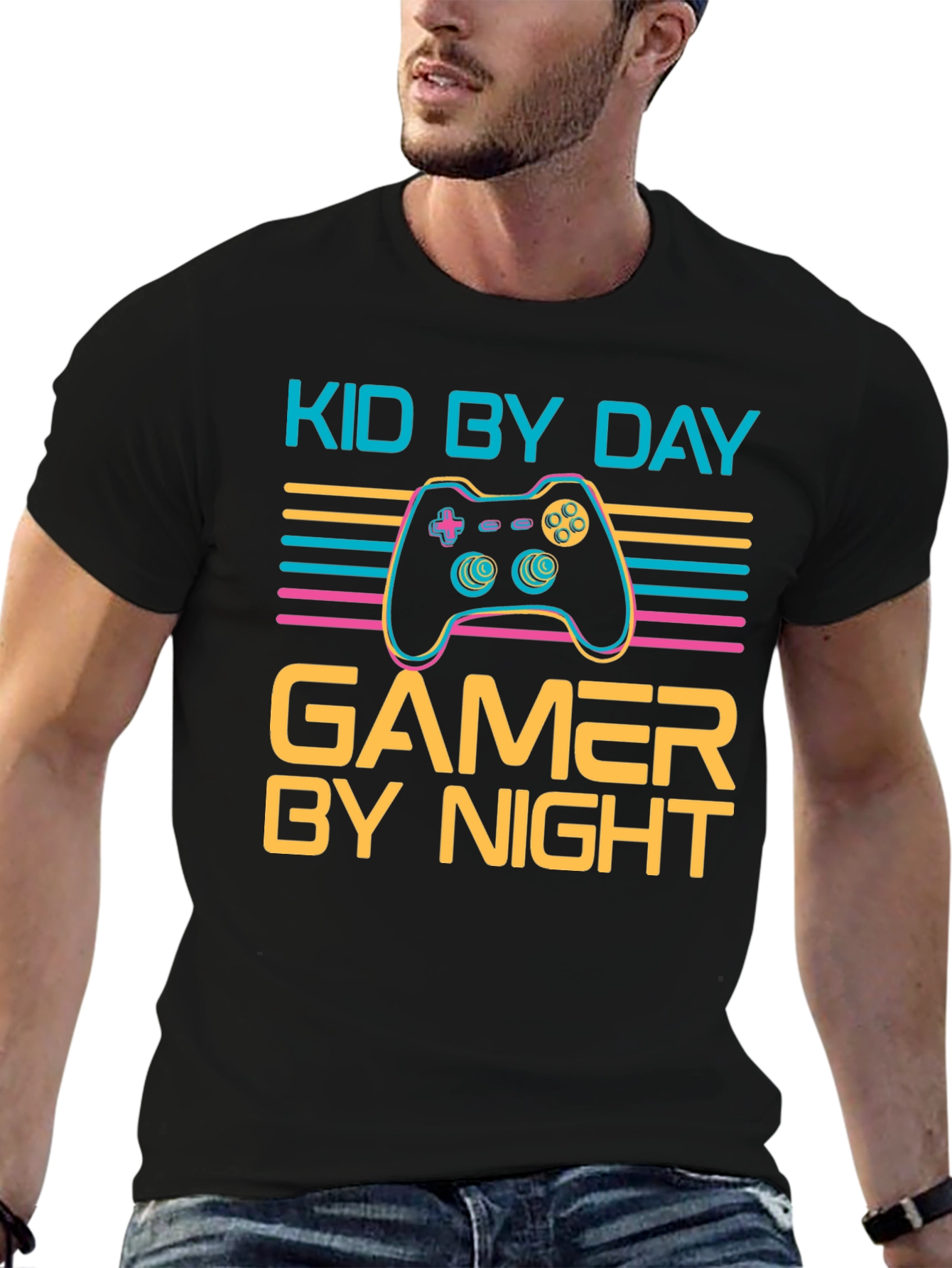 Kid by Day Gamer by Night Black T-Shirt