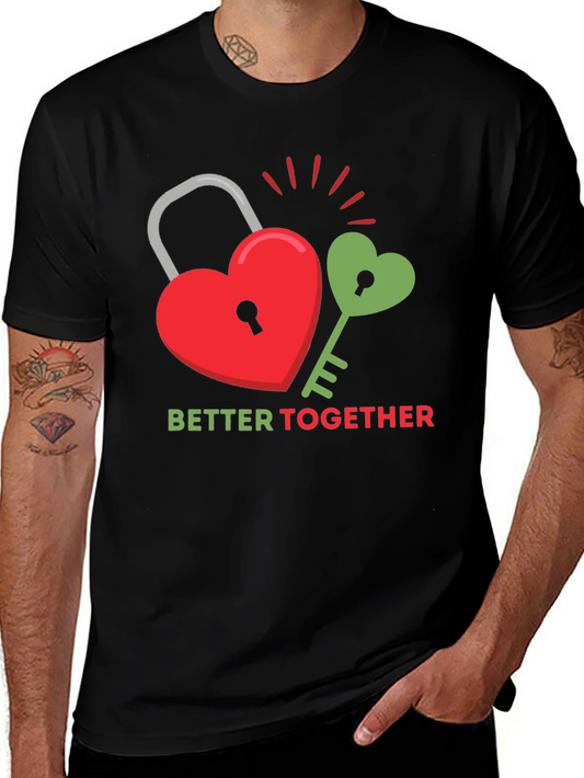 Better Together Graphic Tee - Heart Lock and Key Design