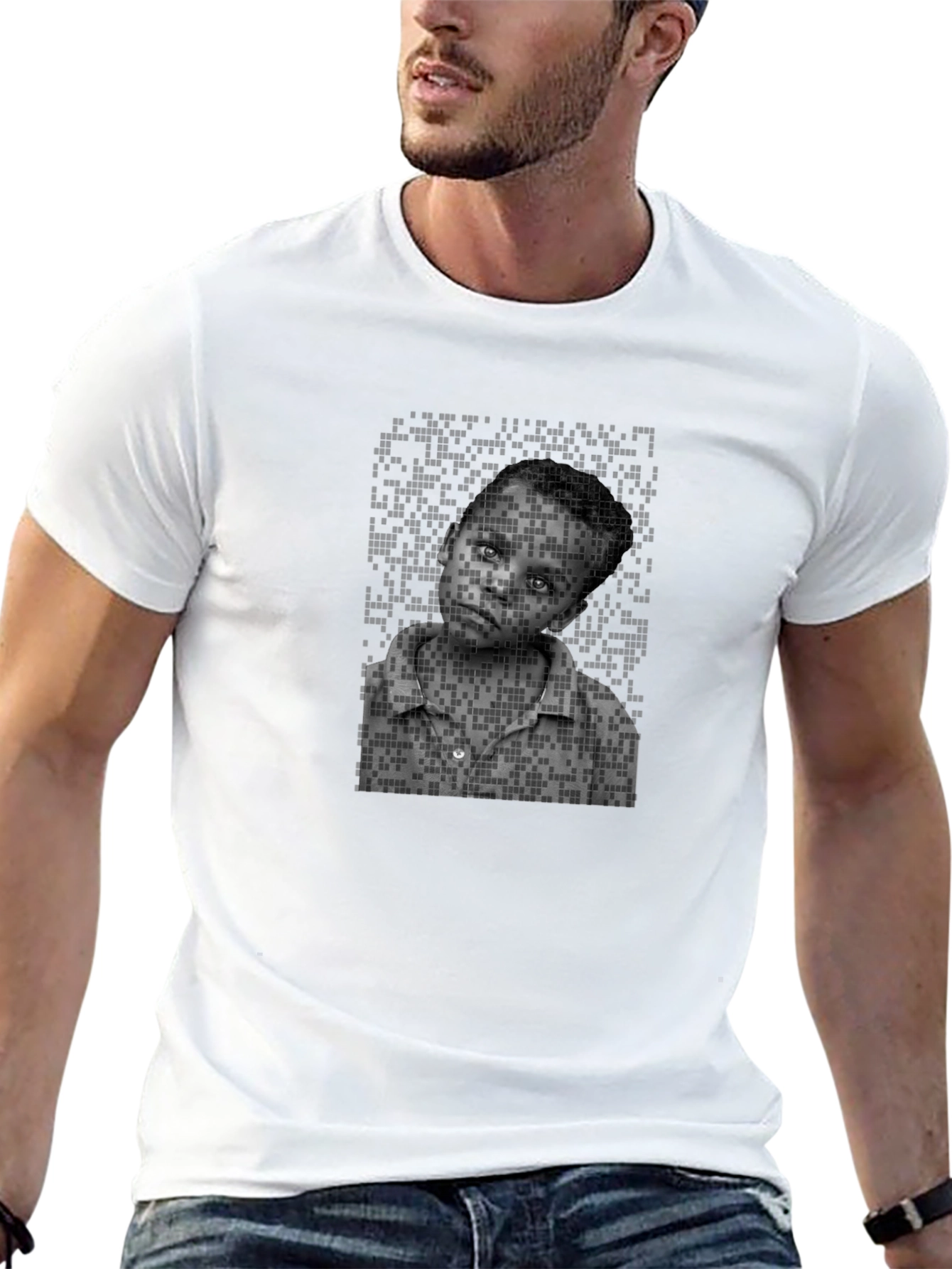 Pixelated Portrait Tee - Unique Graphic Design