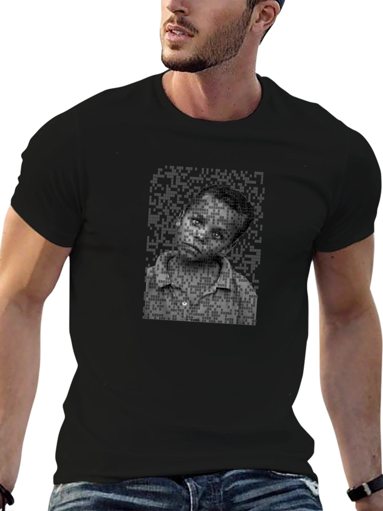 Pixelated Portrait Tee - Unique Graphic Design