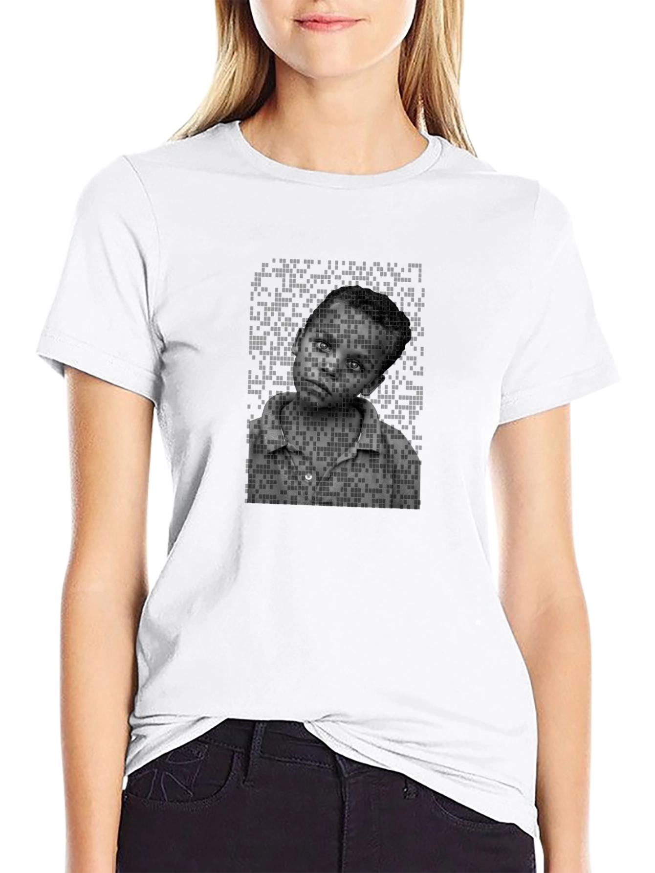 Pixelated Portrait Tee - Unique Graphic Design