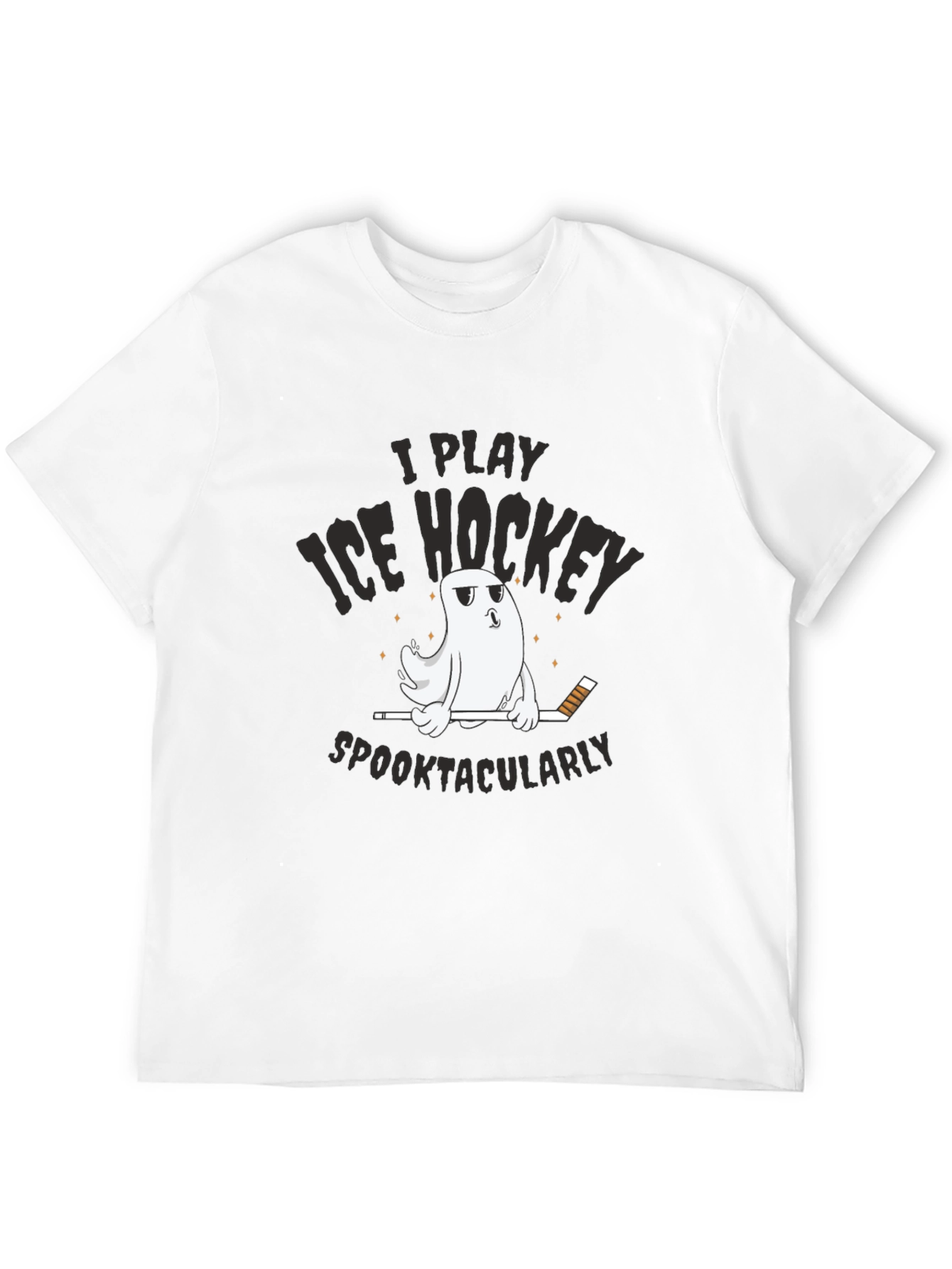 Spooktacular Ice Hockey T-Shirt - Funny Halloween Ghost