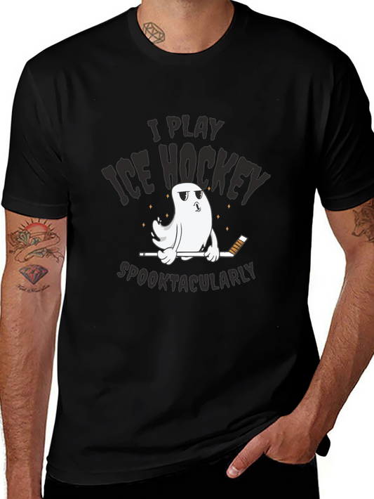 Spooktacular Ice Hockey T-Shirt - Funny Halloween Ghost