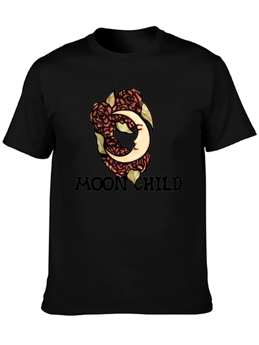 Moon Child Graphic Tee - Black Cotton T-Shirt