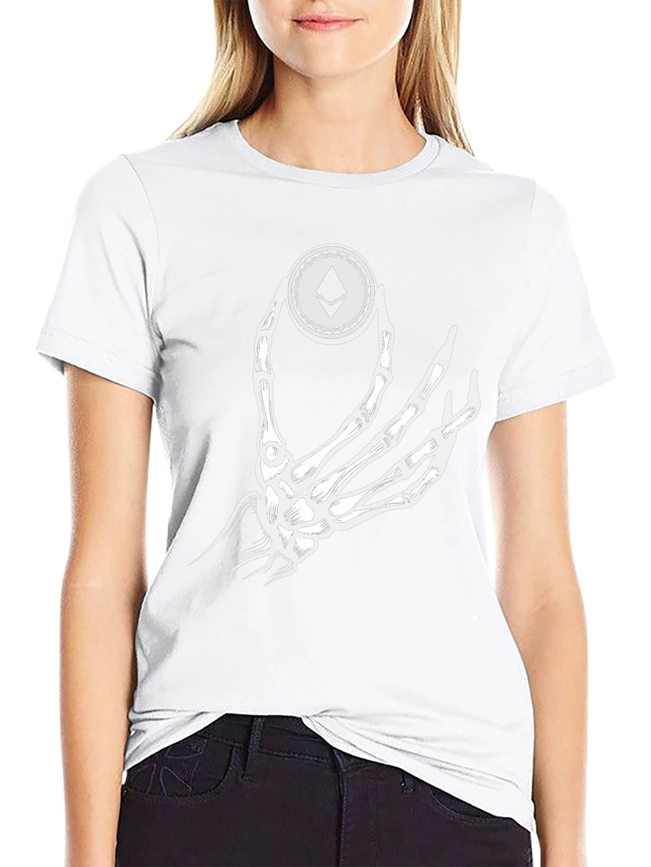 Ethereum Crypto Skeleton Hand Graphic T-Shirt