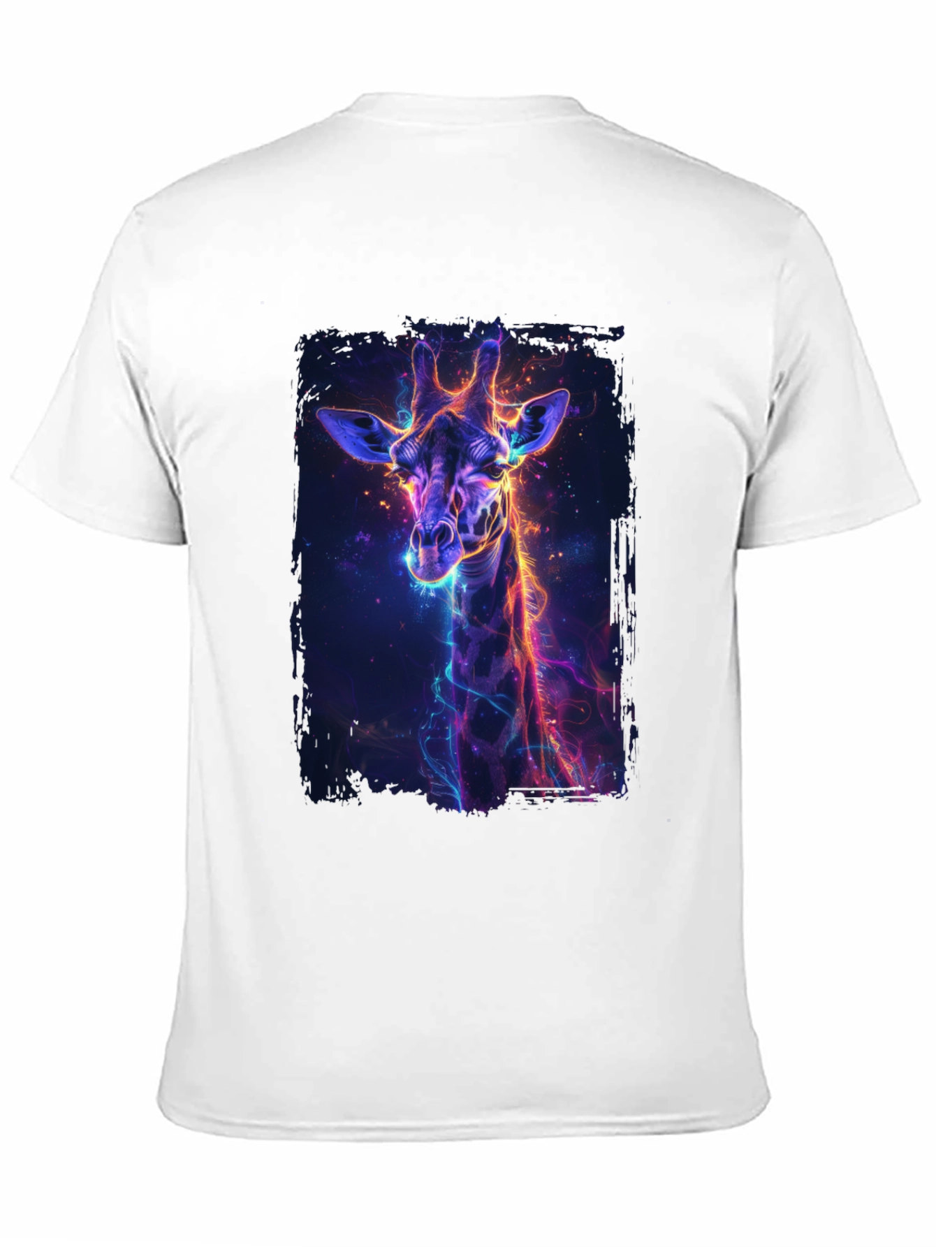 Neon Giraffe Graphic Black T-Shirt