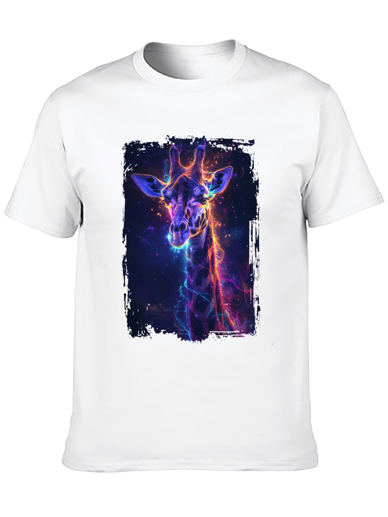 Neon Giraffe Graphic Black T-Shirt
