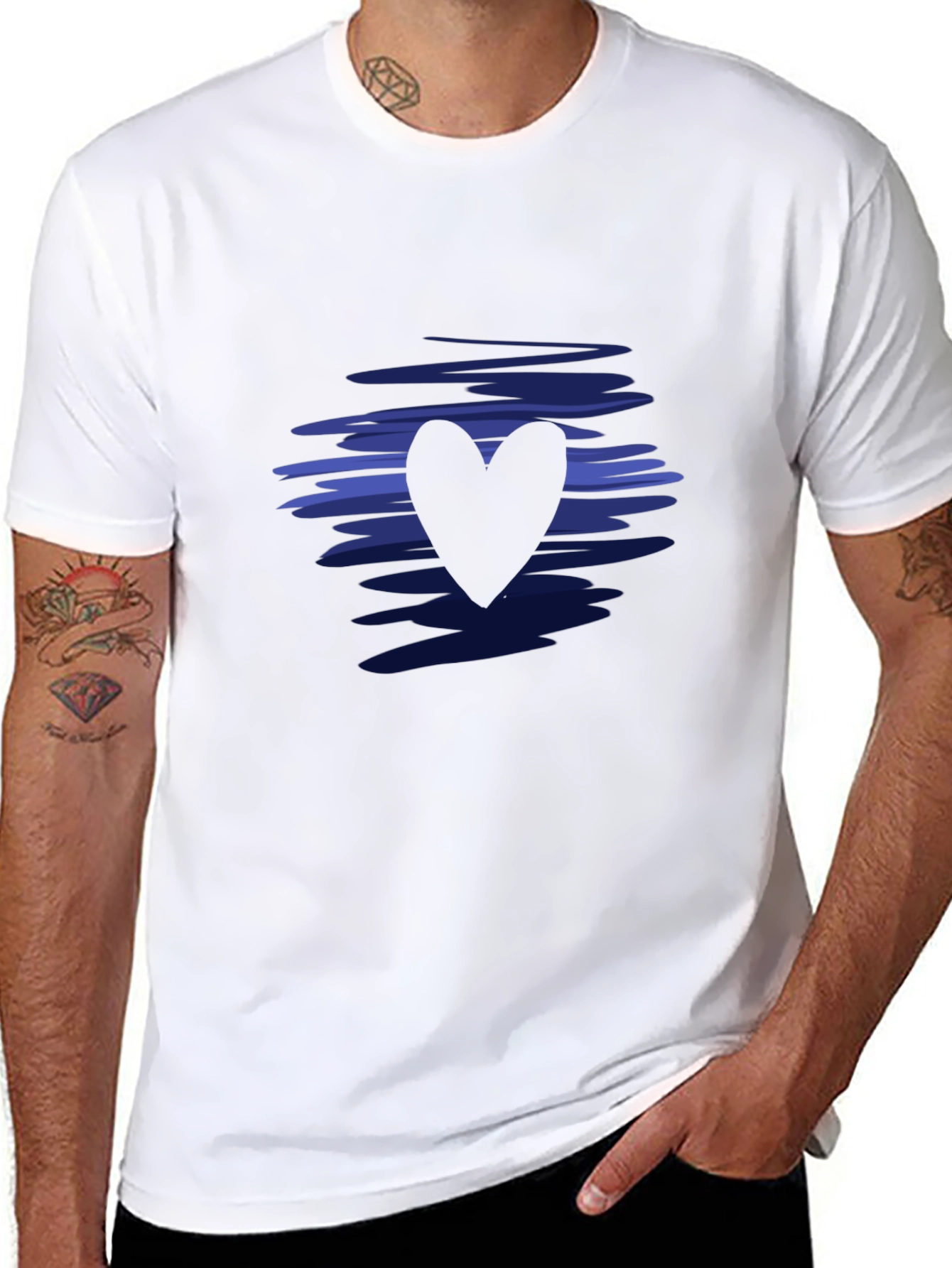 Stylish Black Heart Tee - Modern Graphic Design