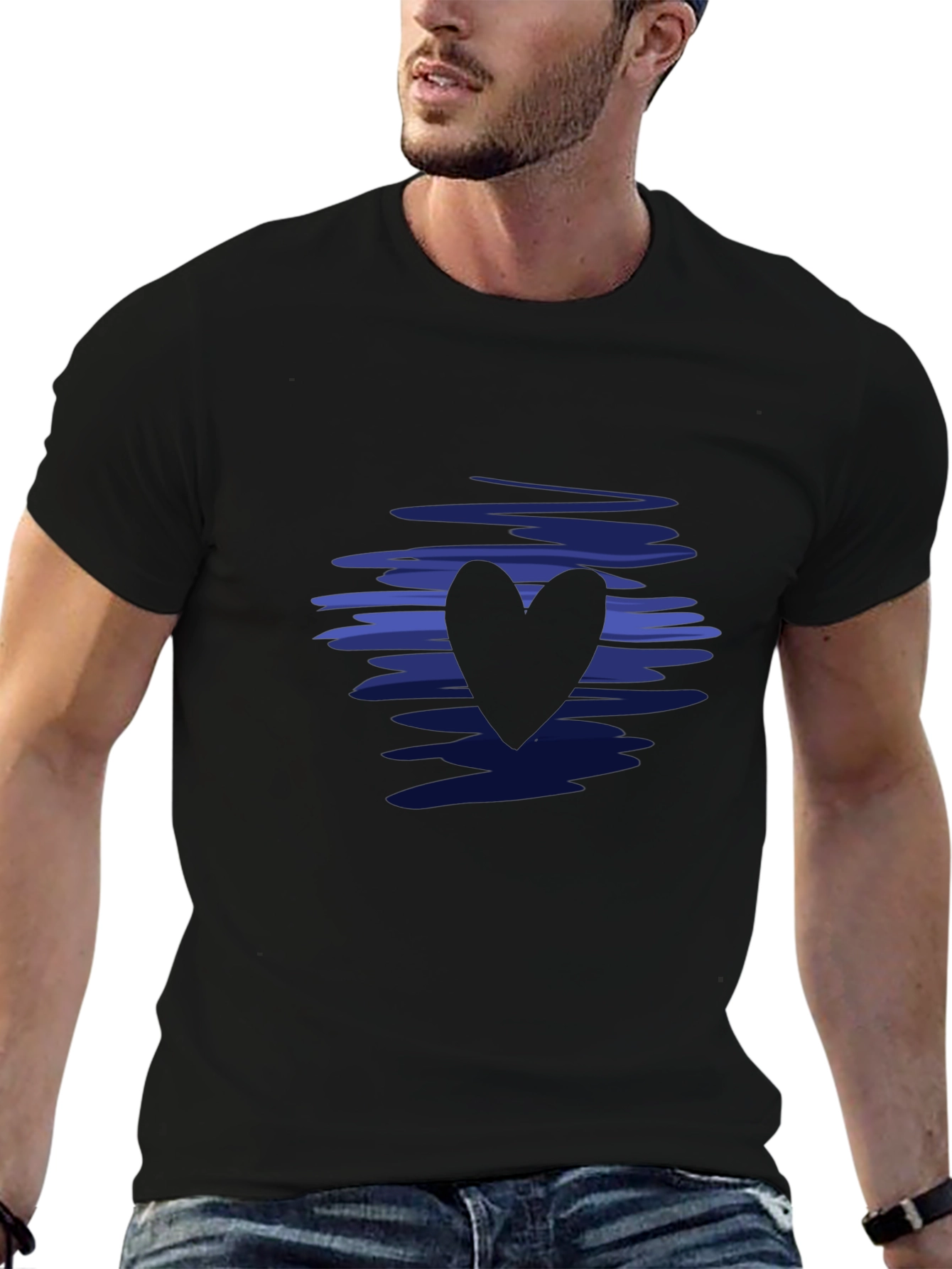 Stylish Black Heart Tee - Modern Graphic Design