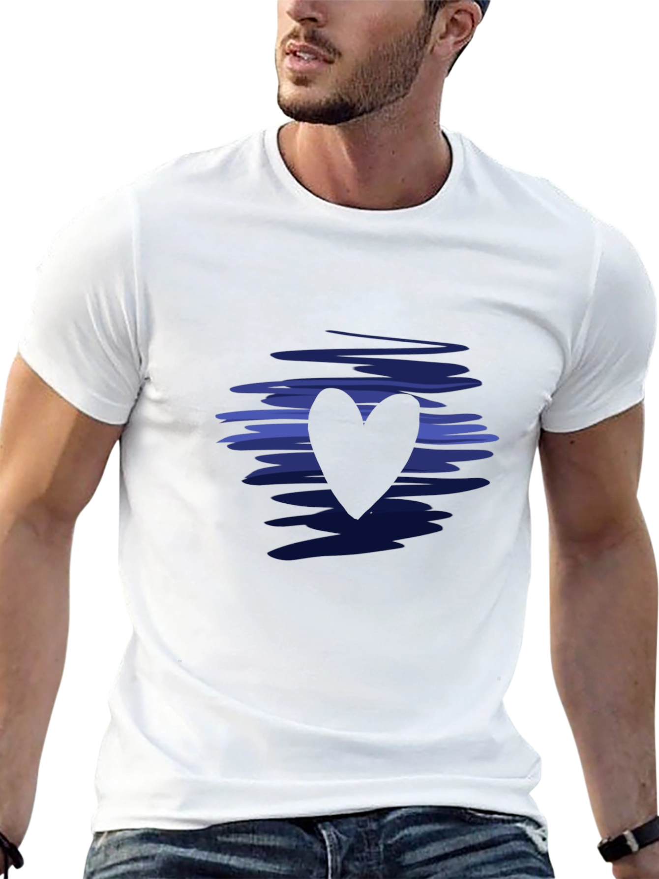 Stylish Black Heart Tee - Modern Graphic Design