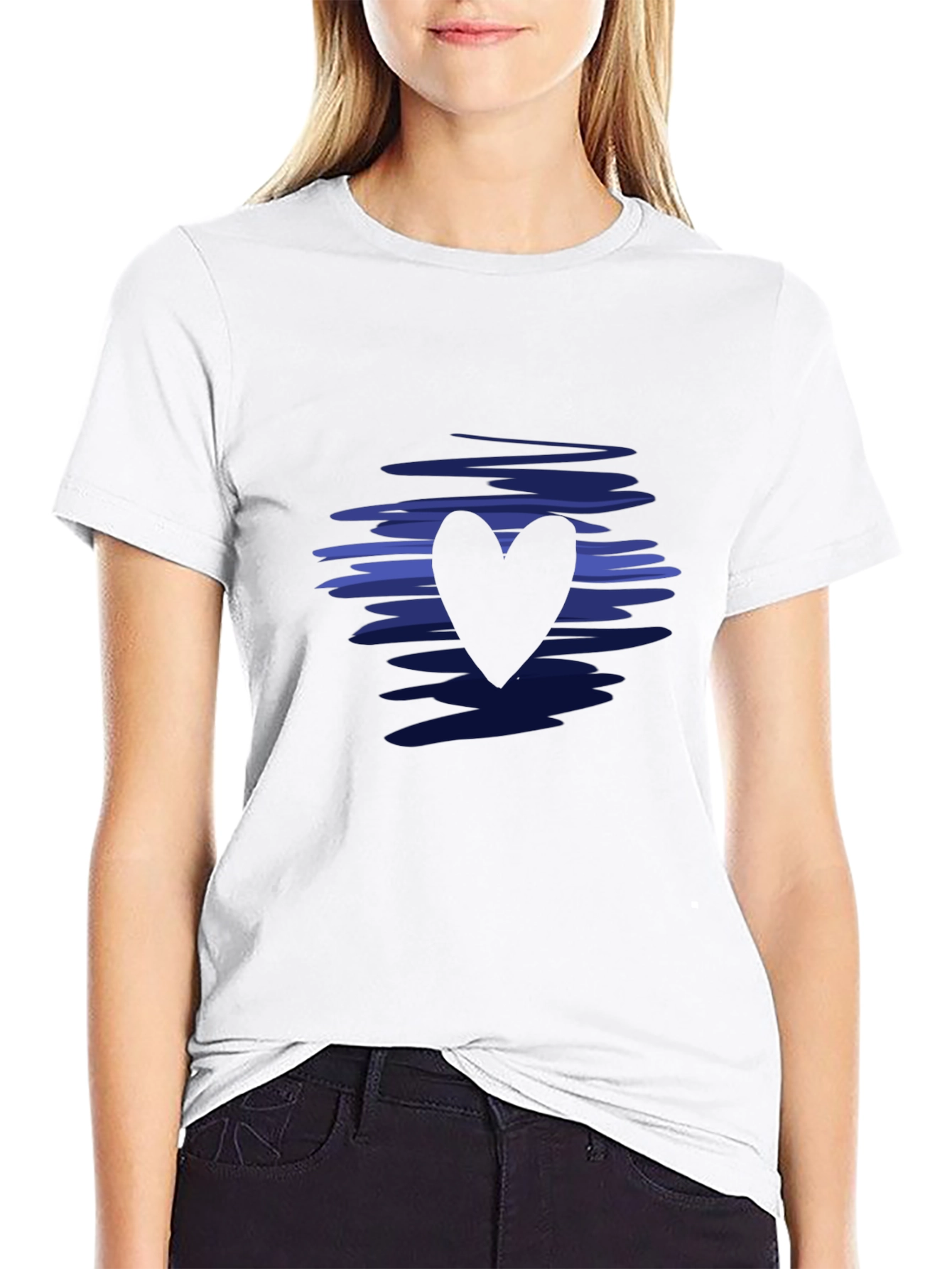 Stylish Black Heart Tee - Modern Graphic Design