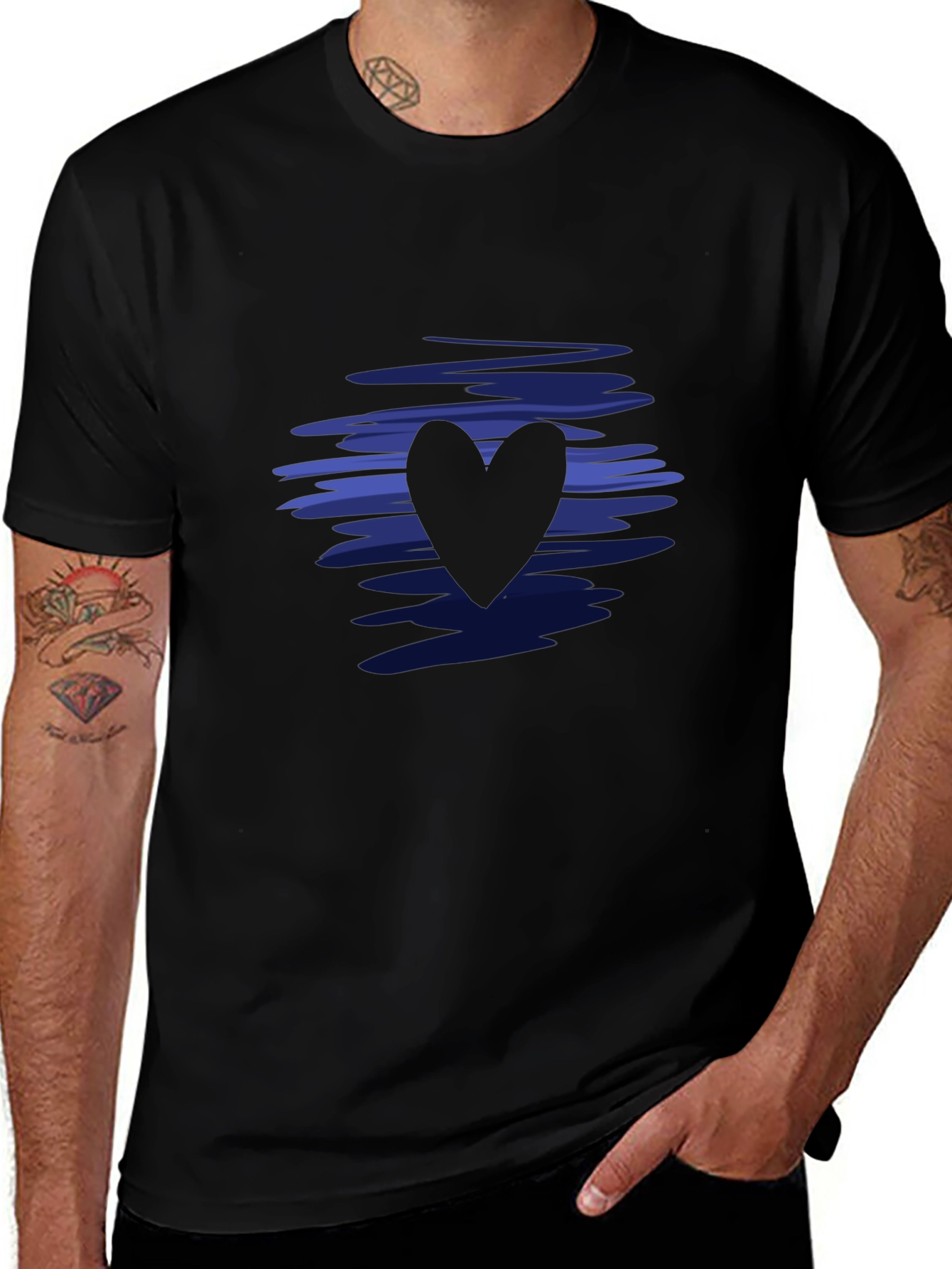 Stylish Black Heart Tee - Modern Graphic Design