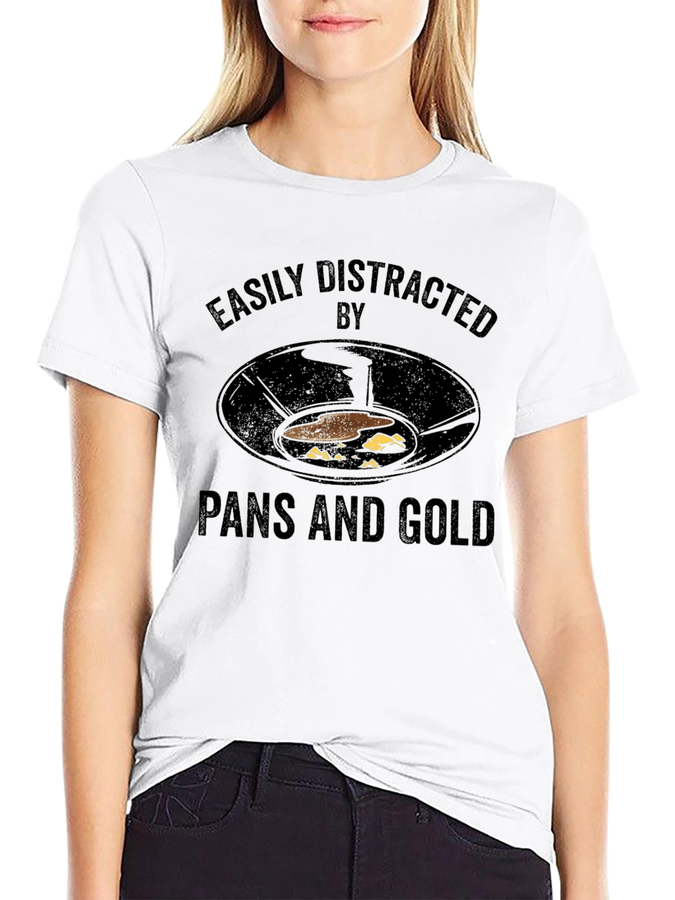 Easily Distracted by Pans and Gold T-Shirt