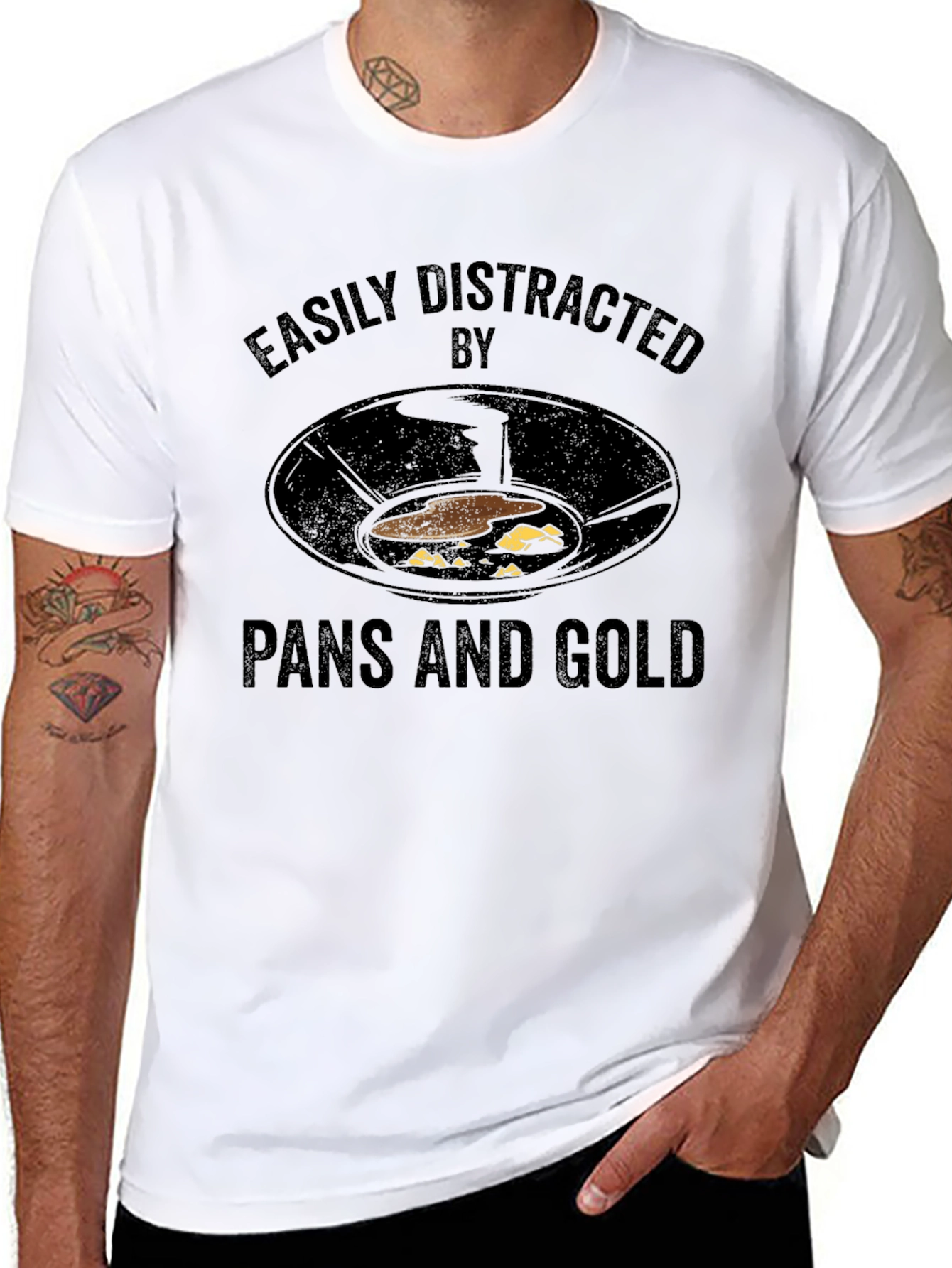 Easily Distracted by Pans and Gold T-Shirt
