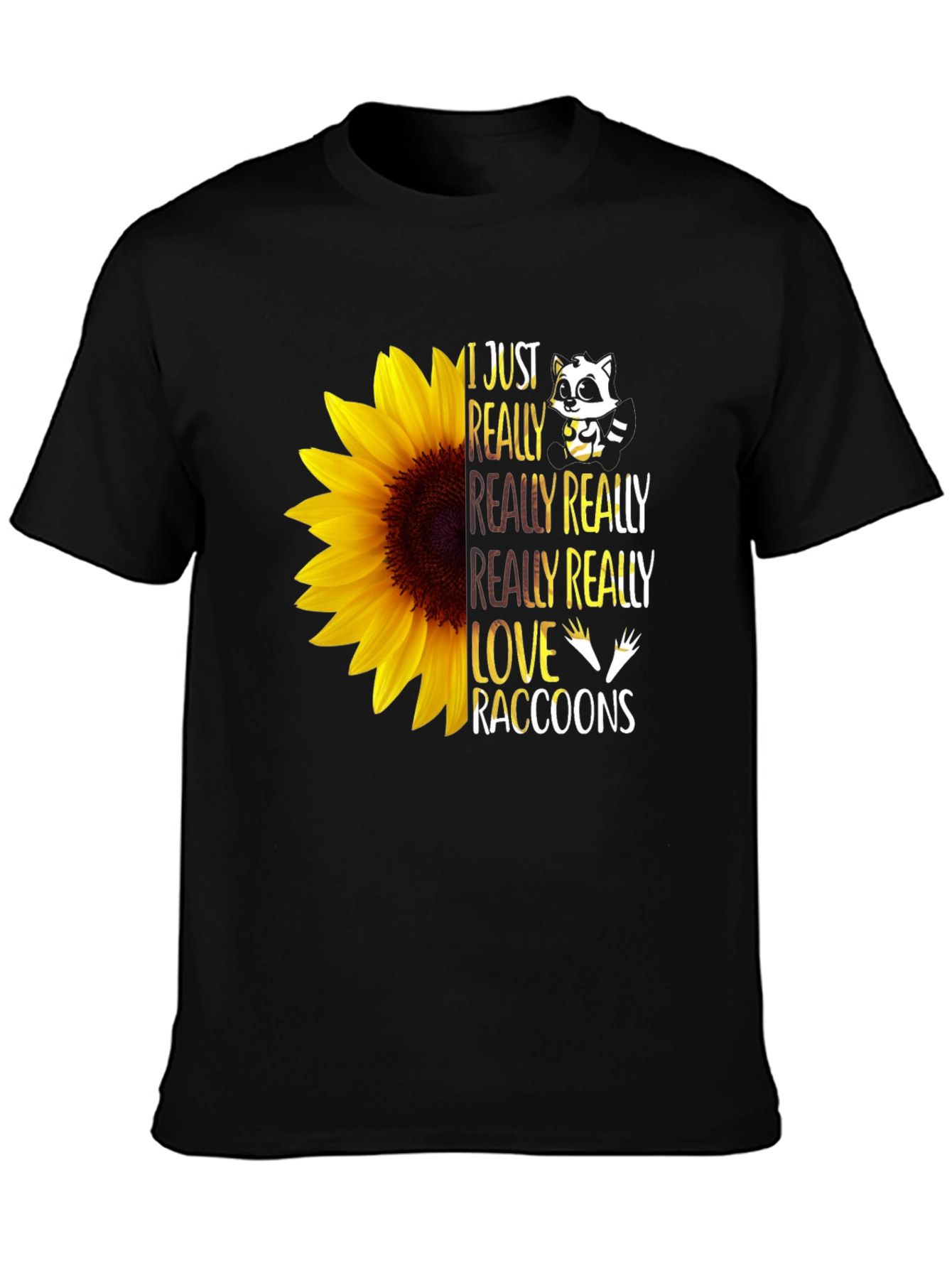Raccoon Lover Sunflower Graphic Tee