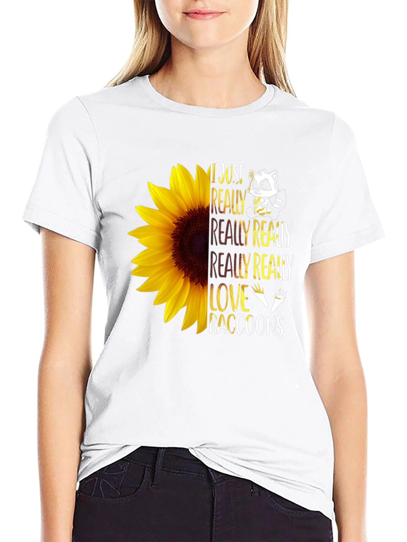 Raccoon Lover Sunflower Graphic Tee