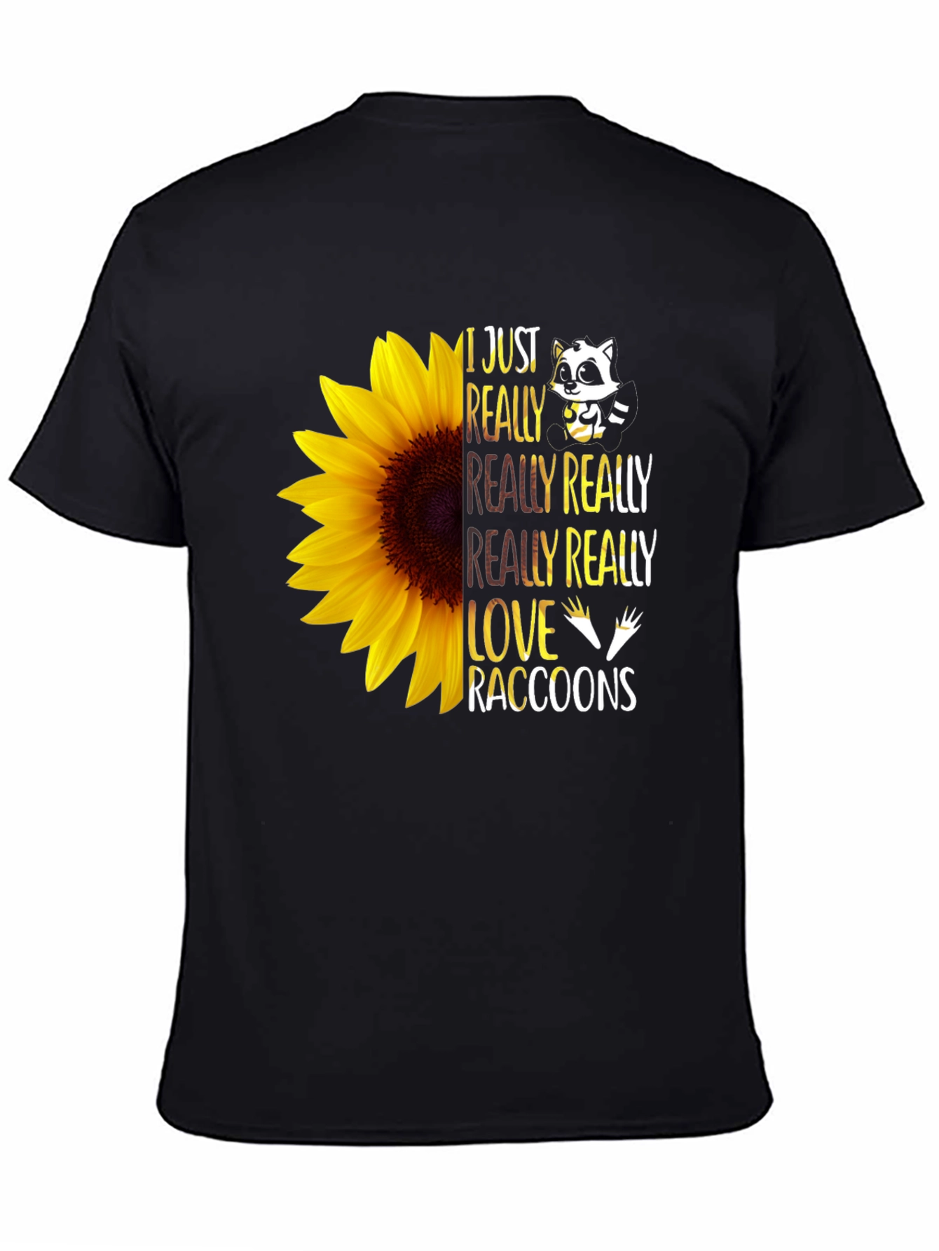 Raccoon Lover Sunflower Graphic Tee