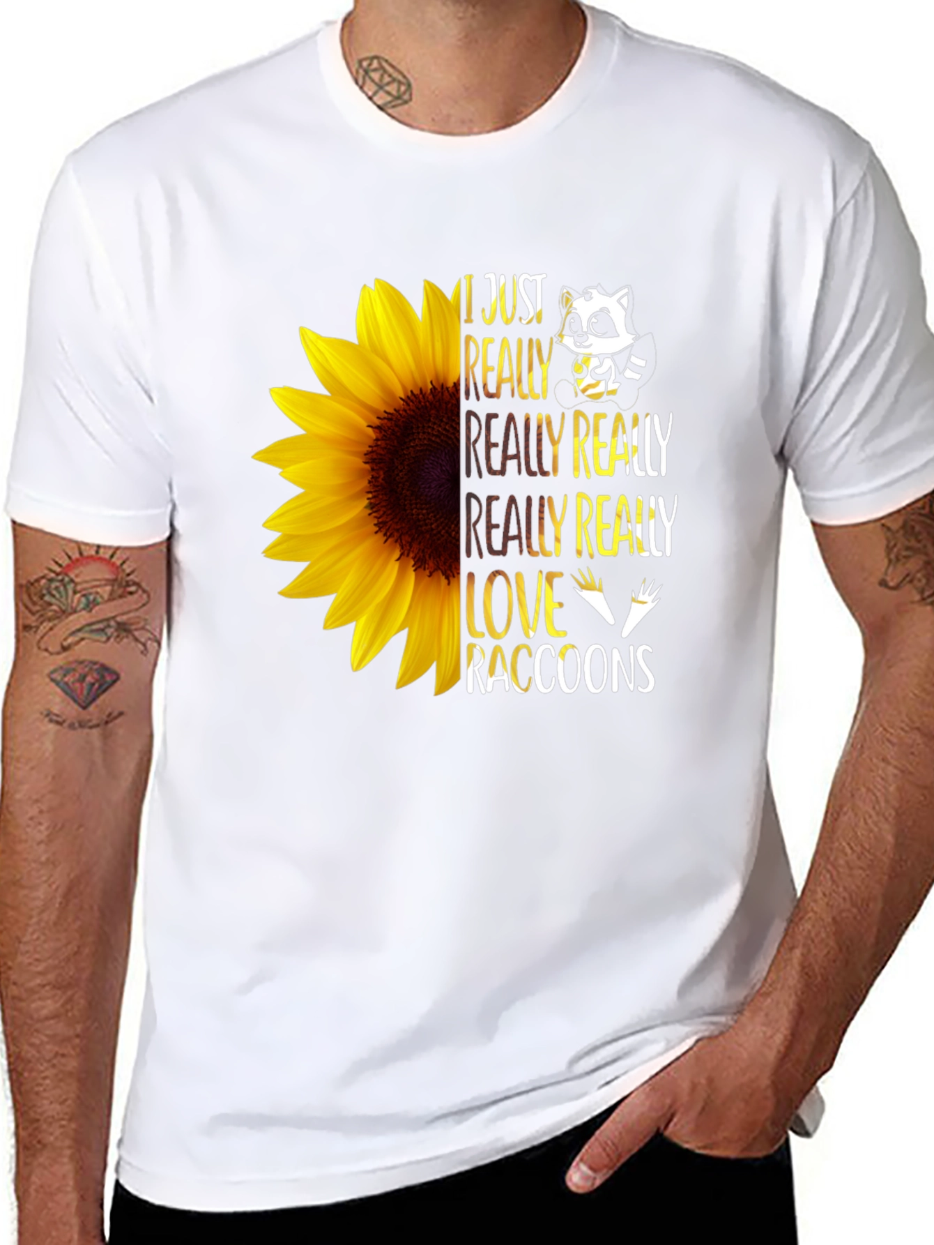 Raccoon Lover Sunflower Graphic Tee