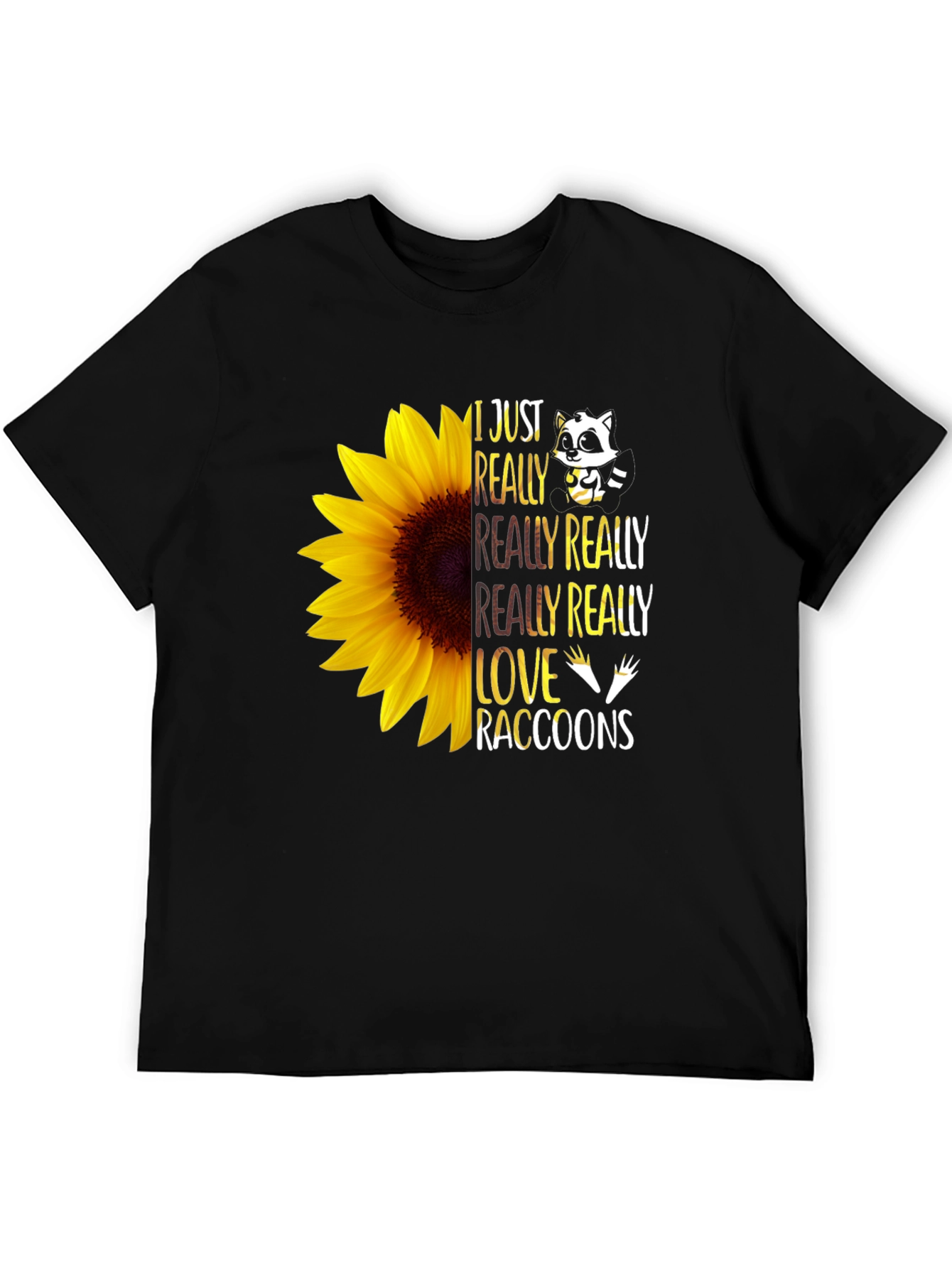 Raccoon Lover Sunflower Graphic Tee
