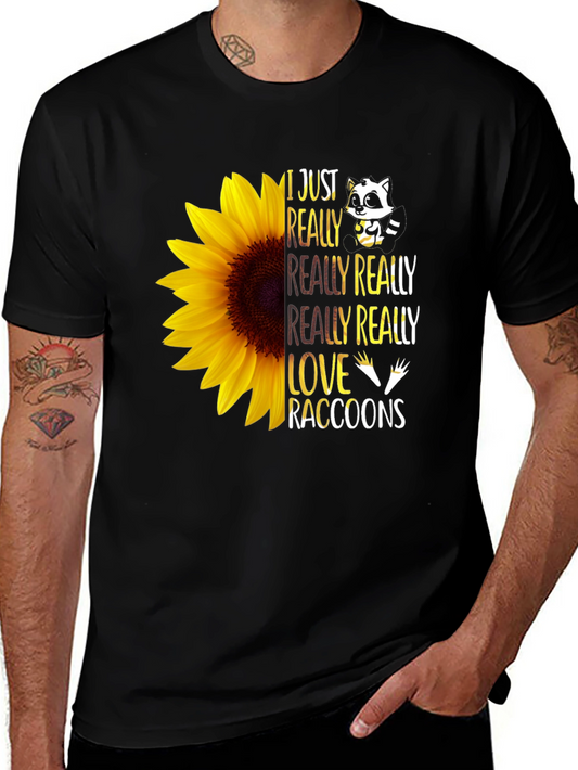 Raccoon Lover Sunflower Graphic Tee