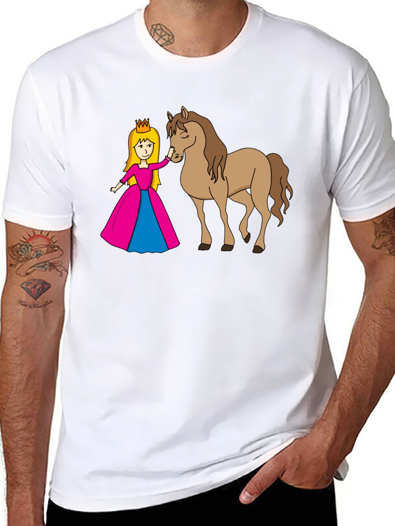 Princess and Horse Black T-Shirt