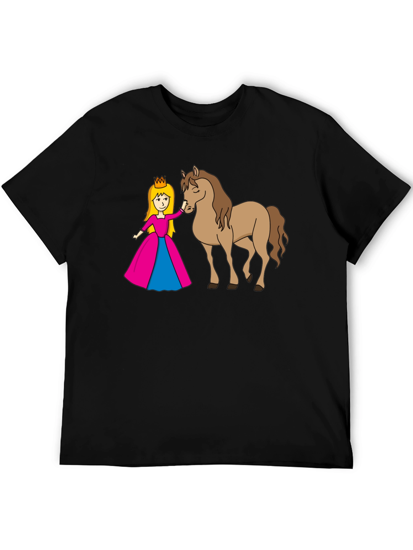 Princess and Horse Black T-Shirt