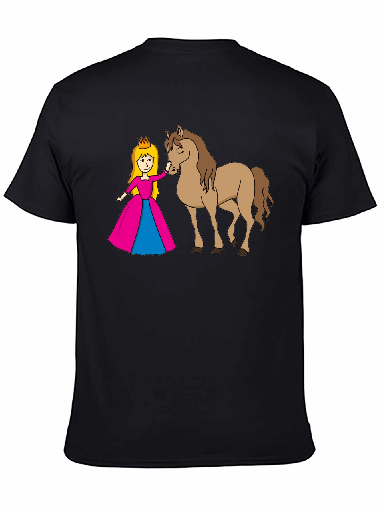 Princess and Horse Black T-Shirt