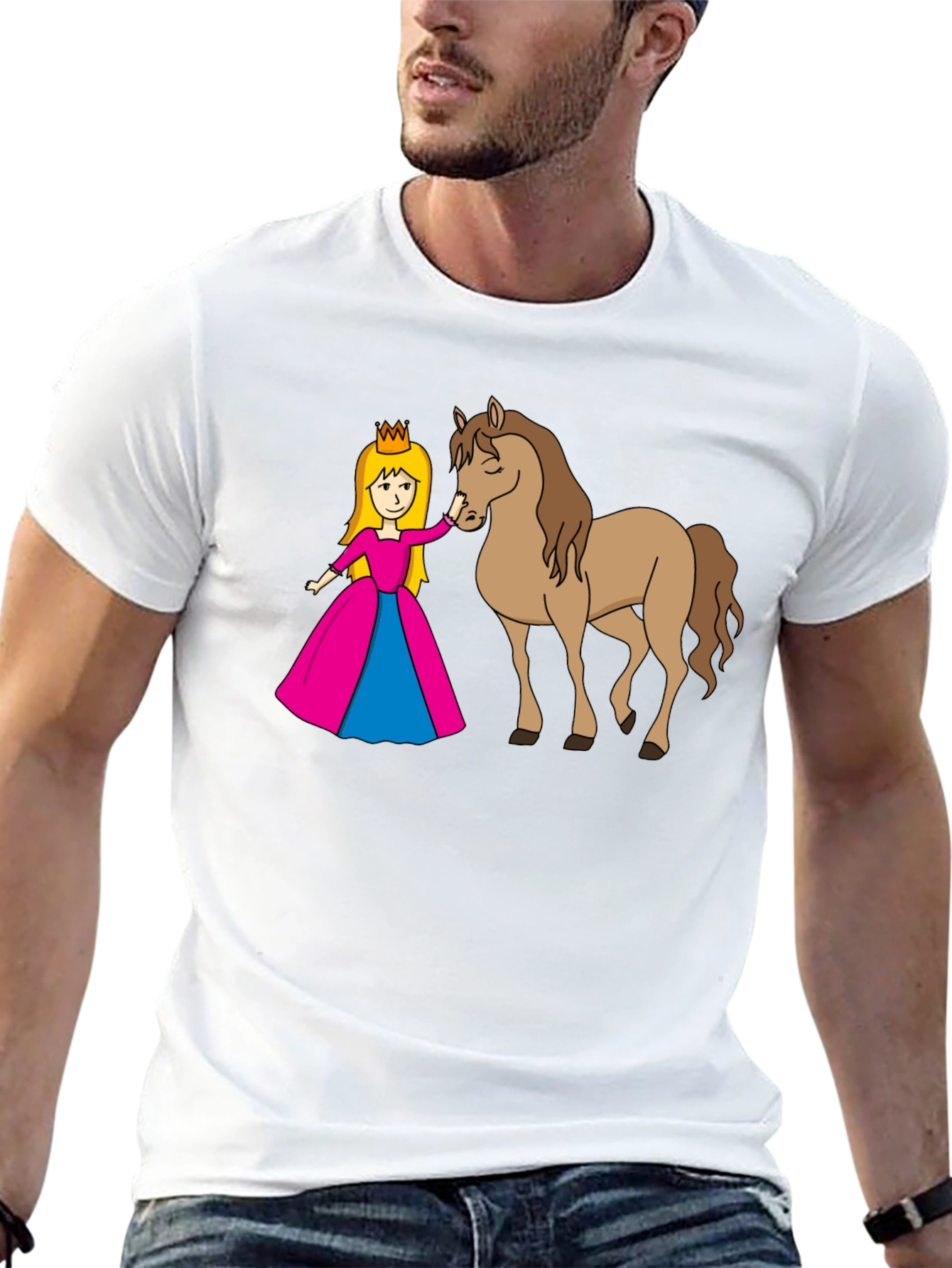 Princess and Horse Black T-Shirt
