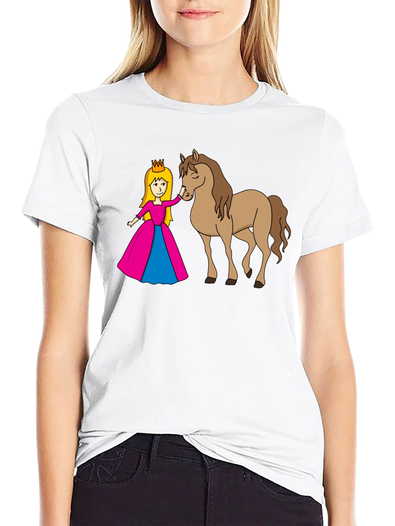 Princess and Horse Black T-Shirt