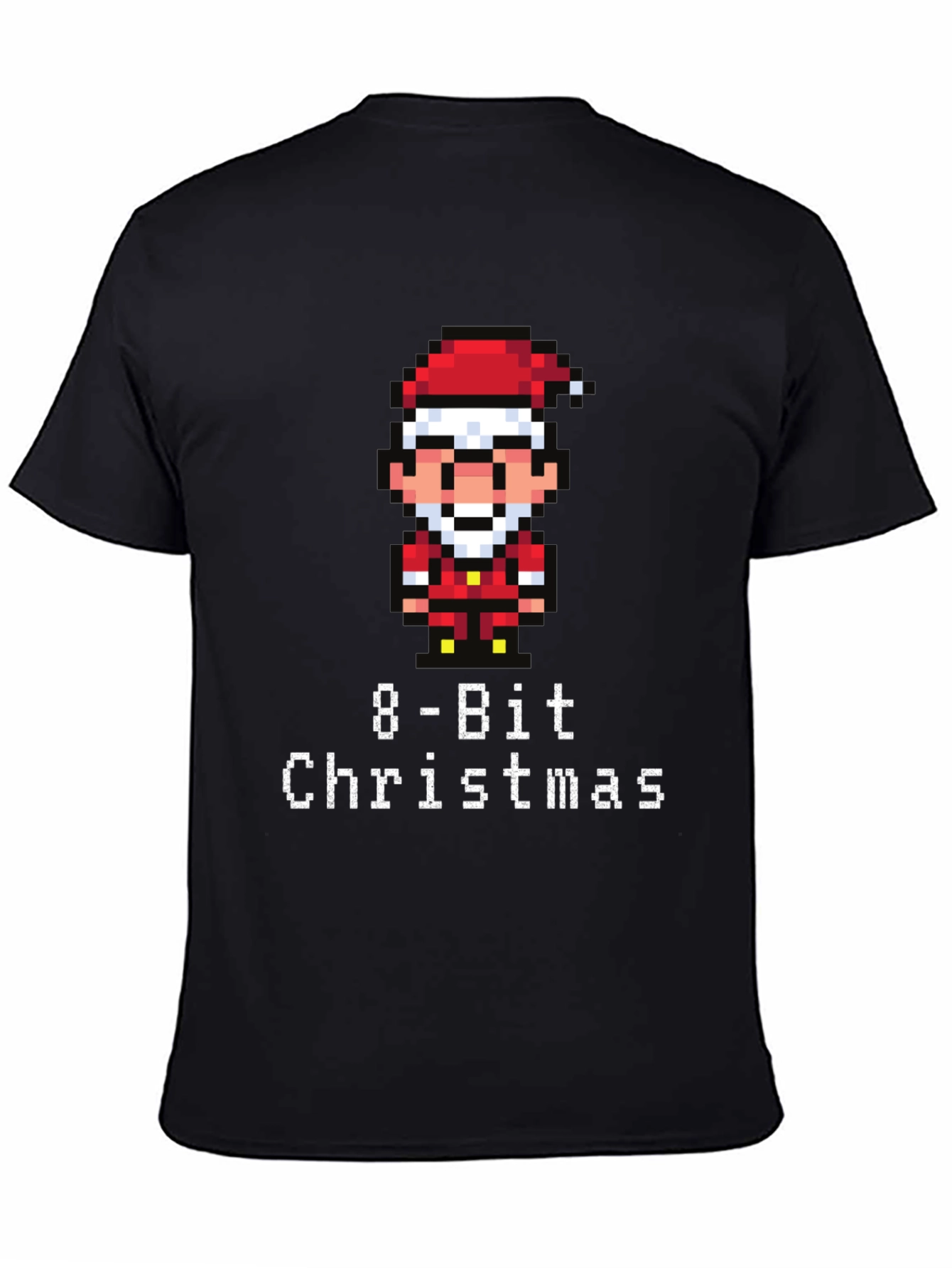 8-Bit Christmas Graphic T-Shirt - Festive Pixel Santa Tee