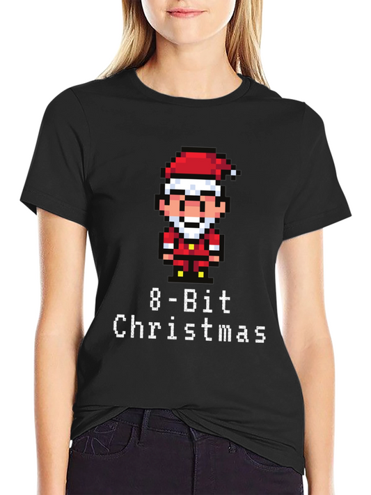 8-Bit Christmas Graphic T-Shirt - Festive Pixel Santa Tee