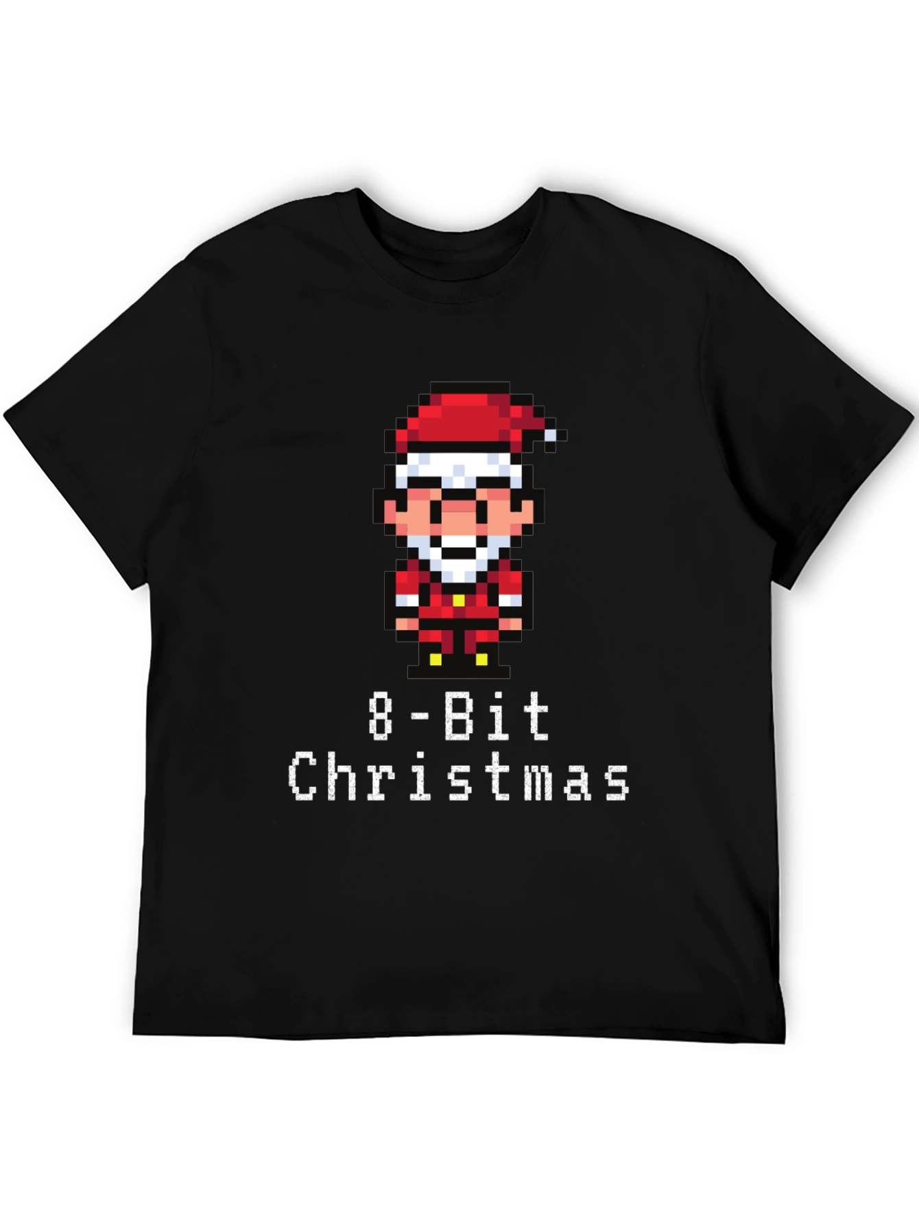 8-Bit Christmas Graphic T-Shirt - Festive Pixel Santa Tee