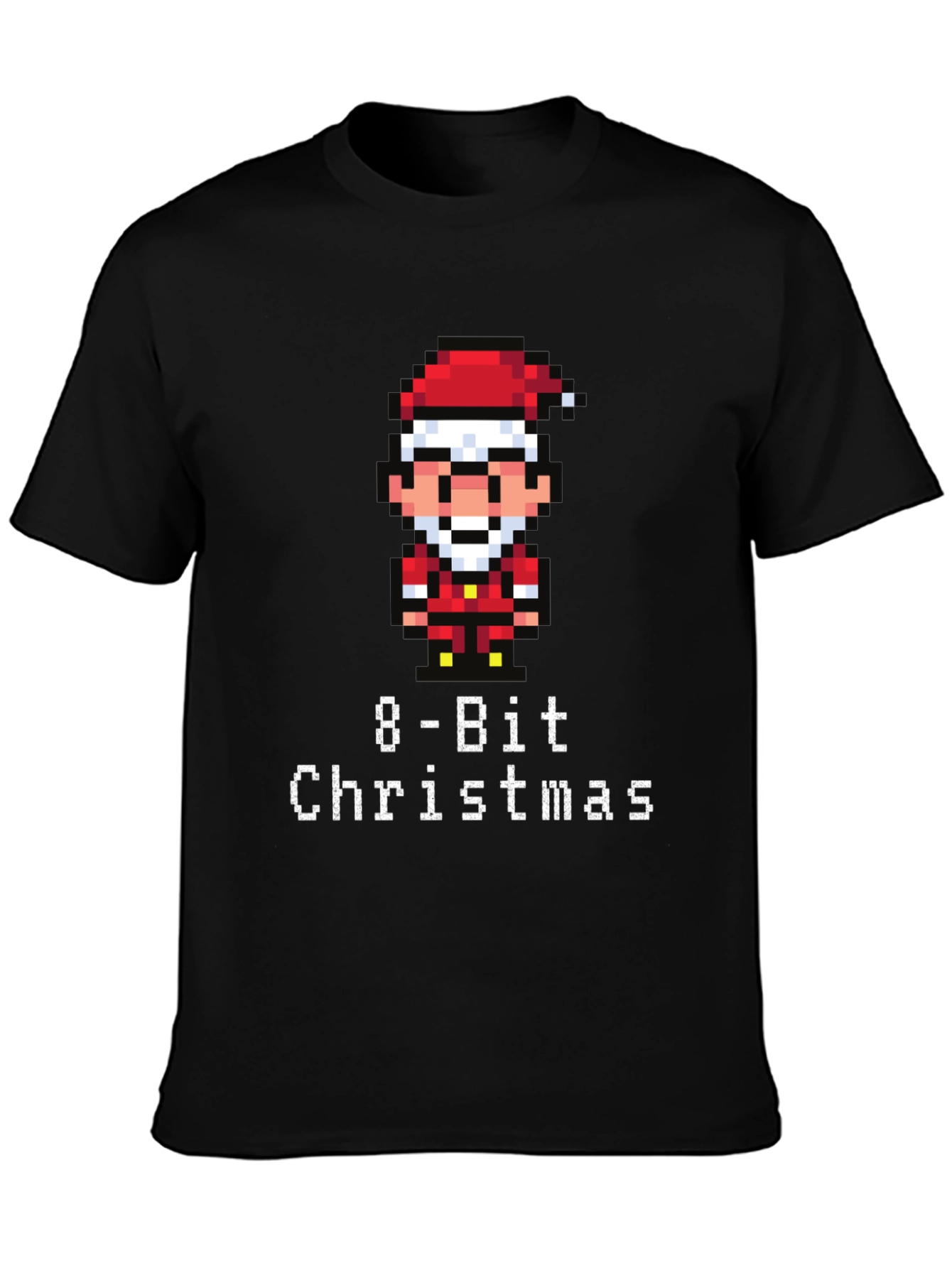 8-Bit Christmas Graphic T-Shirt - Festive Pixel Santa Tee