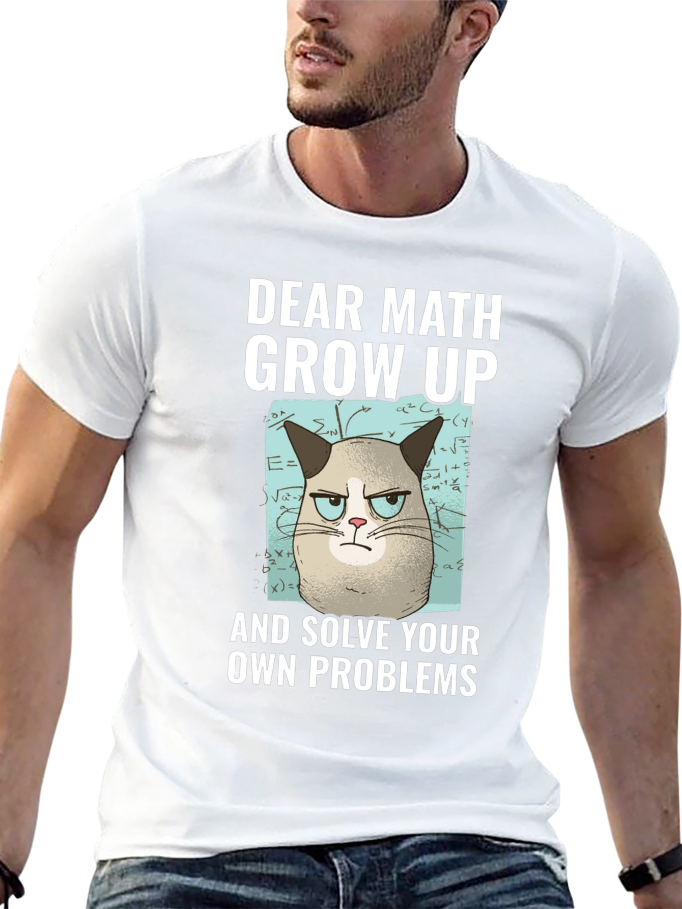 Dear Math Grow Up T-Shirt Grumpy Cat Funny Tee