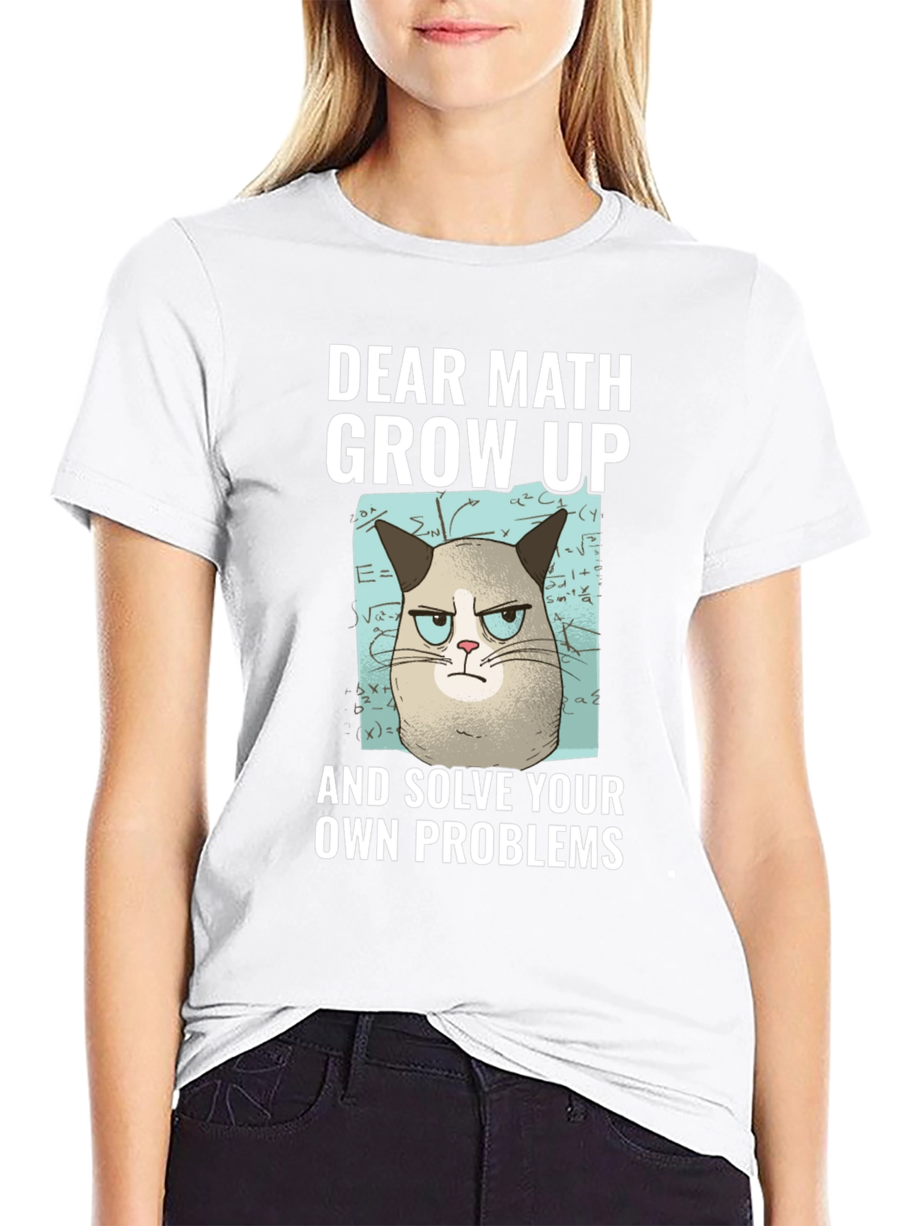 Dear Math Grow Up T-Shirt Grumpy Cat Funny Tee
