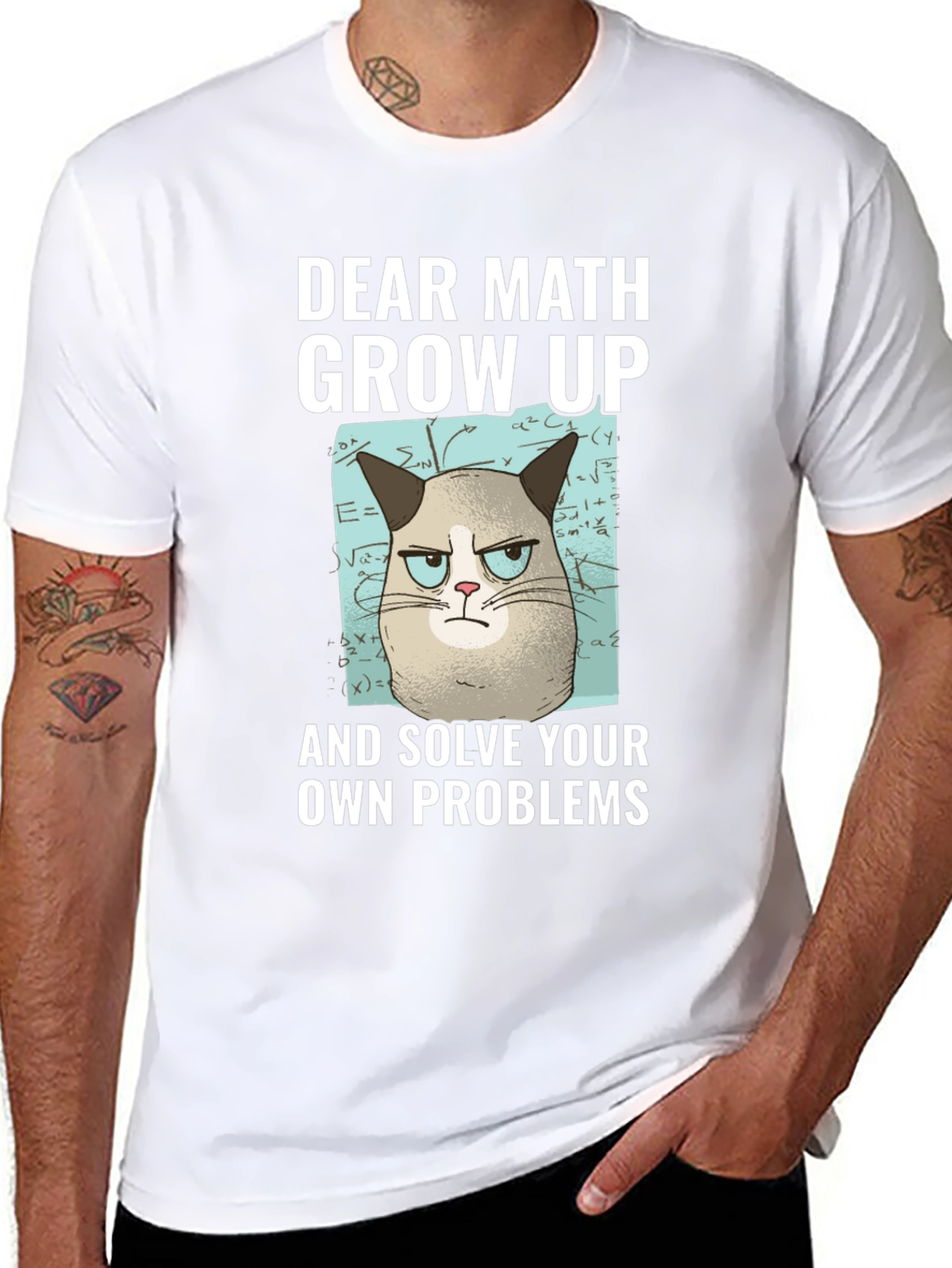 Dear Math Grow Up T-Shirt Grumpy Cat Funny Tee