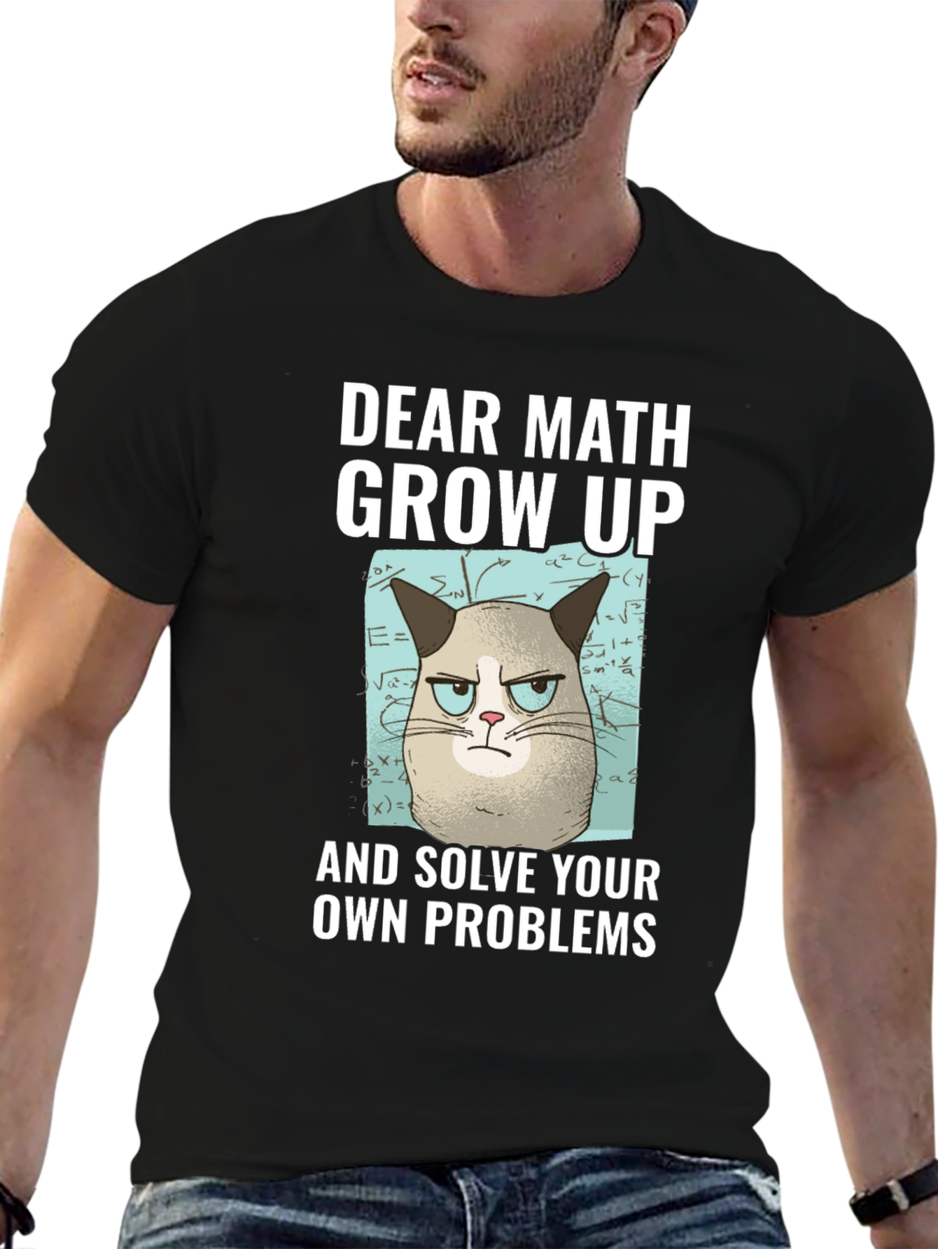 Dear Math Grow Up T-Shirt Grumpy Cat Funny Tee