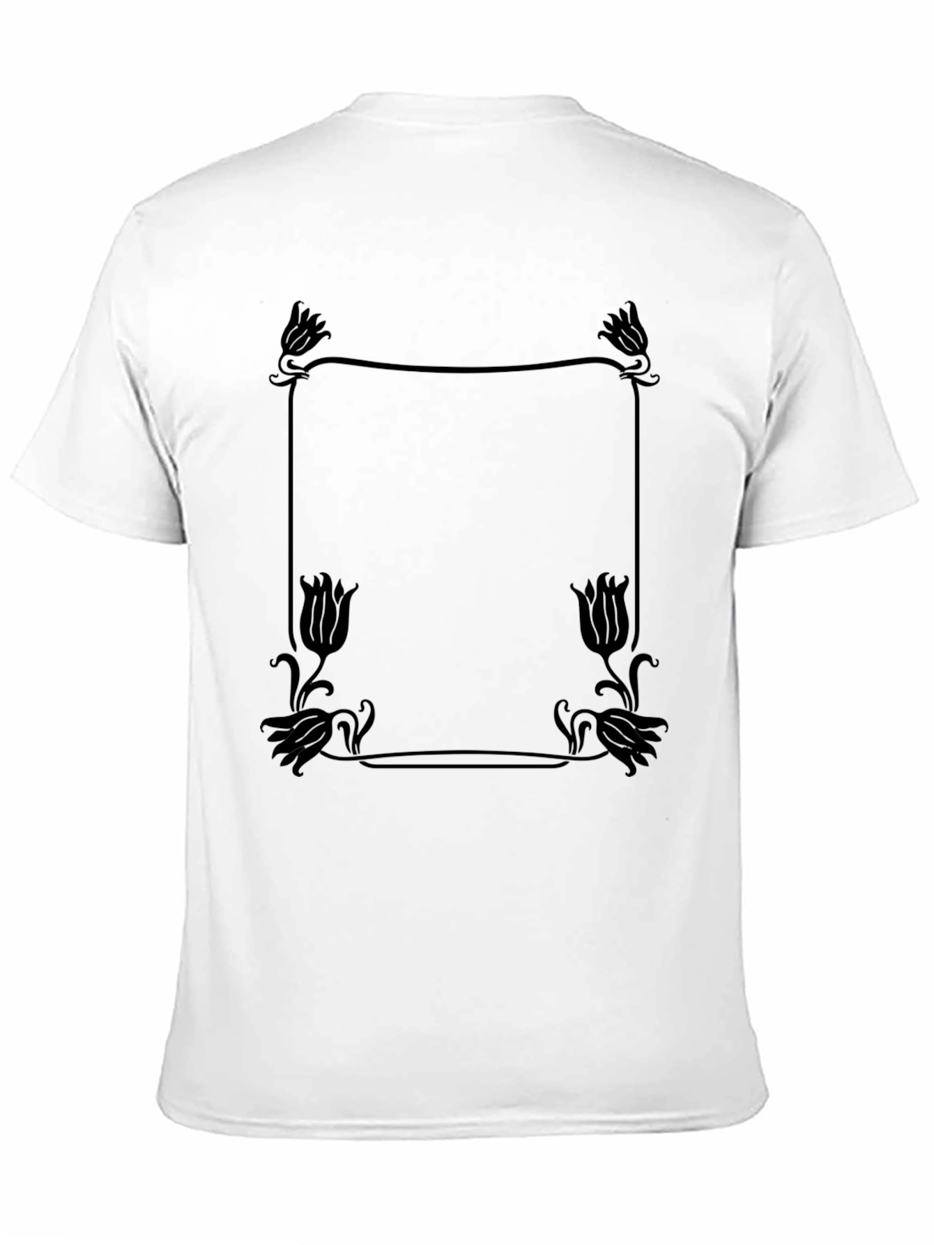 Elegant Floral Frame Tee - Stylish Black T-Shirt