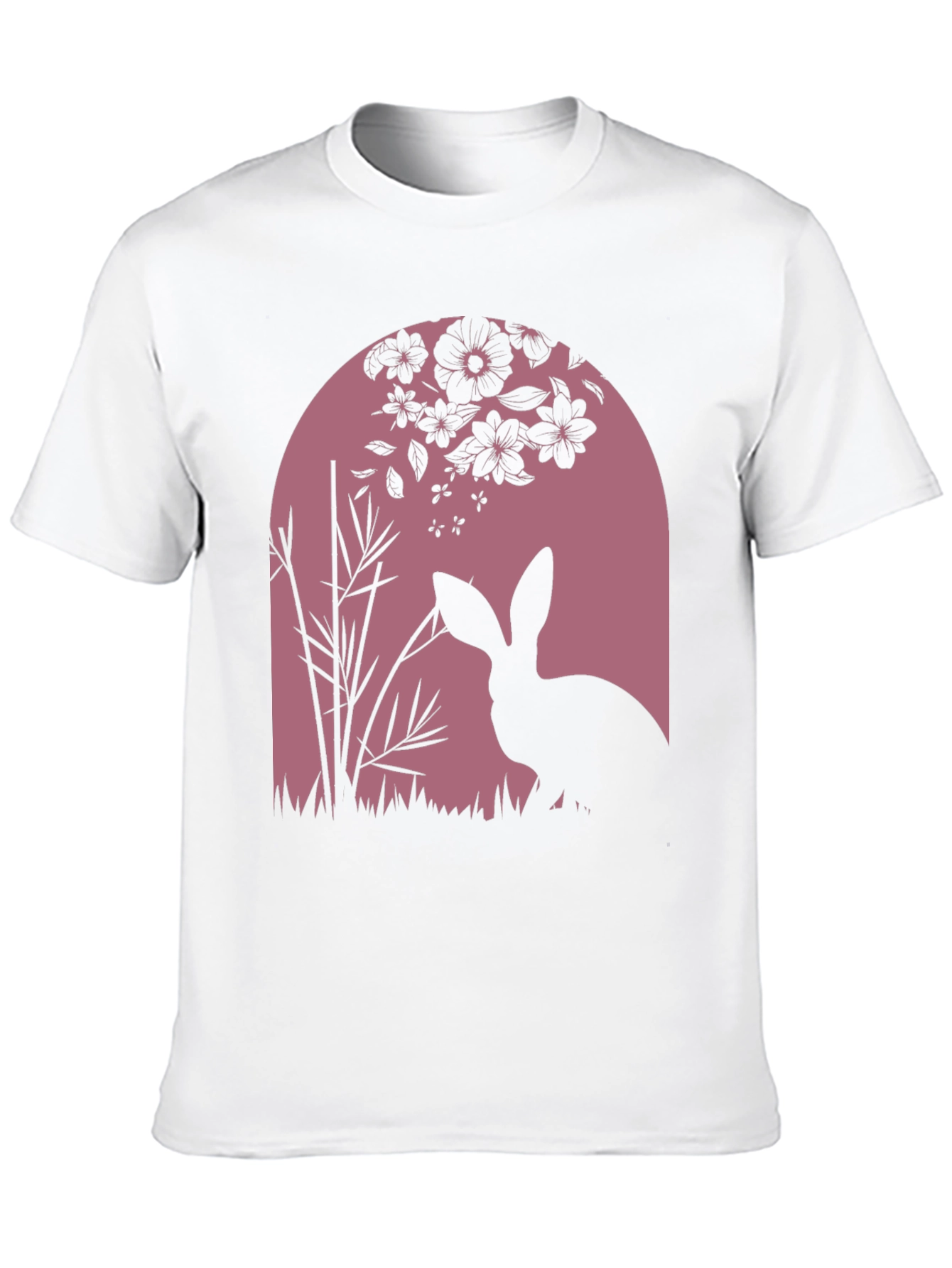 Nature Rabbit Graphic Tee - Black Cotton Blend Shirt