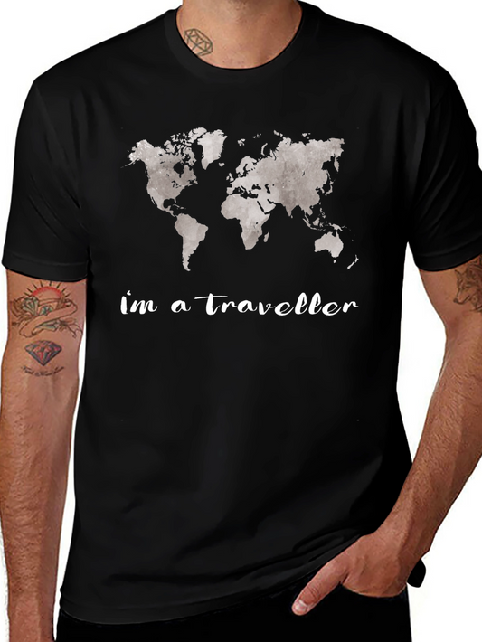 Traveler World Map Graphic Tee - Soft Cotton Unisex T-Shirt